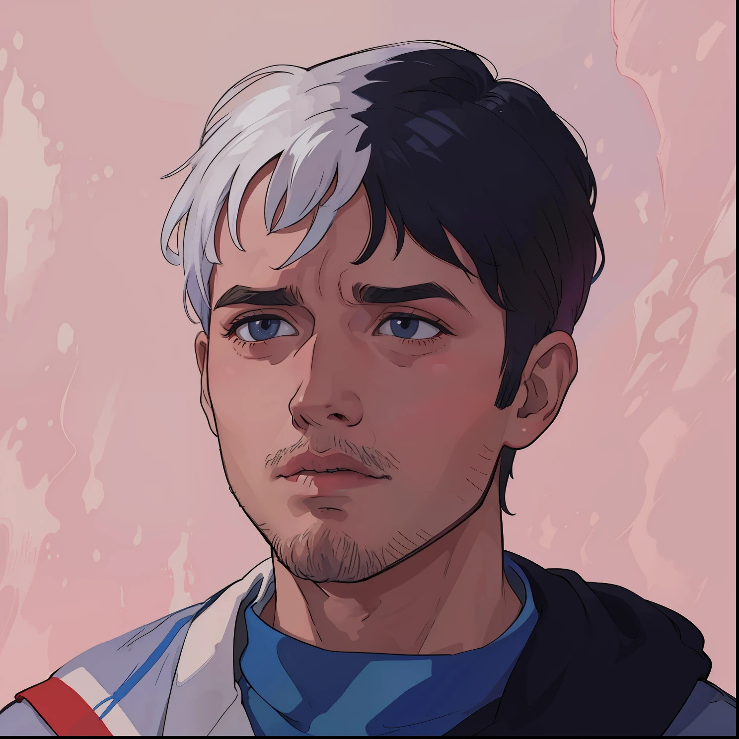 Hay un hombre con una camisa azul, Aykut Aydogdu, david marquez, Orelsan symmetrical face, Pintura de un hombre, Joel Torres, Retrato en color, Arte digital. @Mariomaniacdude, Medio retrato, Director de Ene, Portrait of Danny González, Foto en color hiperrealista, alternate album cover, andrew gonzalez