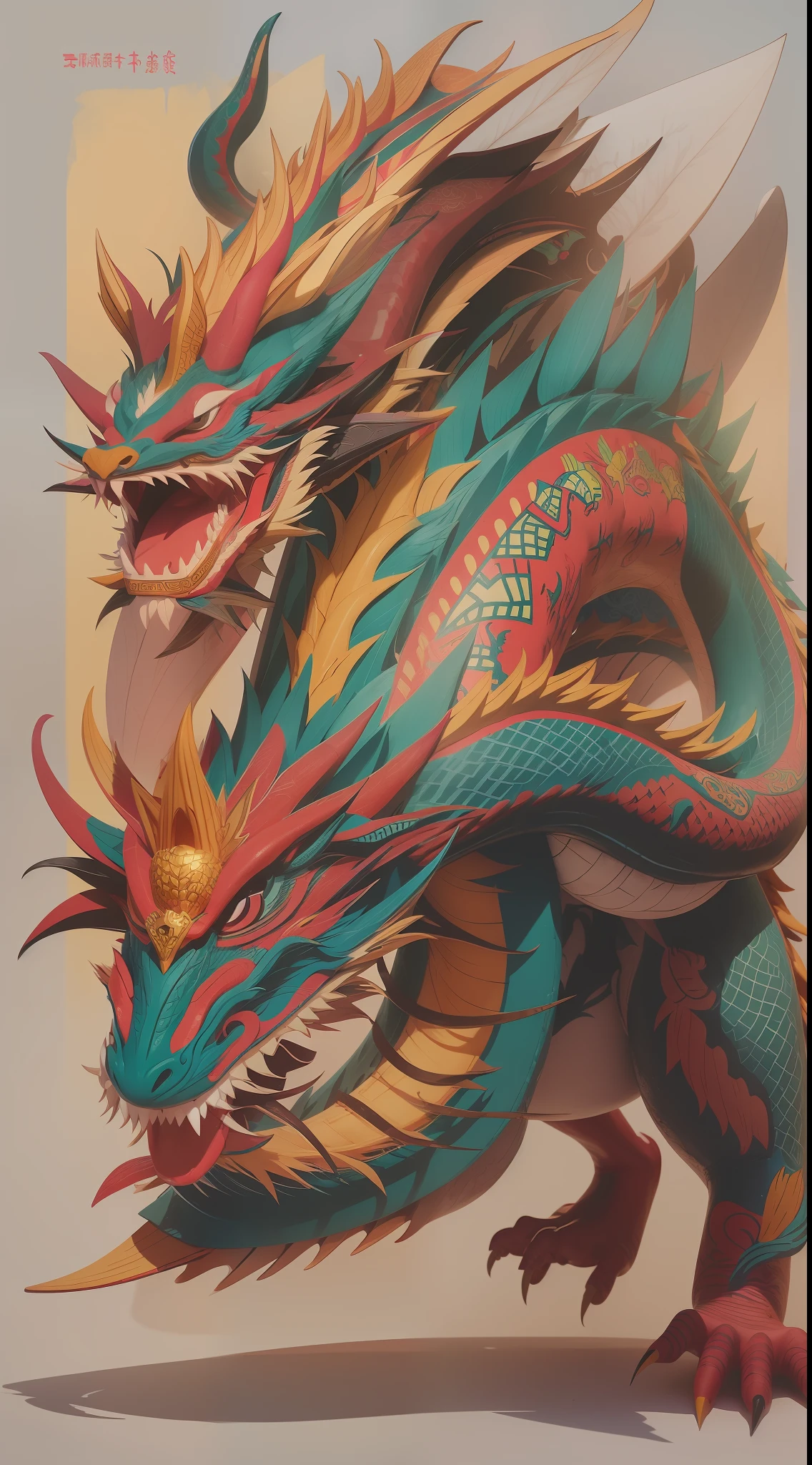 **A cute cartoon Chinese dragon , full body, white background, vibrant colours, Keith Haring style doodles, sharpie illustrations, MBE illustrations, bold lines, grunge beauty style, mixed patterns, text and emoji rig --ar 3:4 50 --niji 5 --s 2