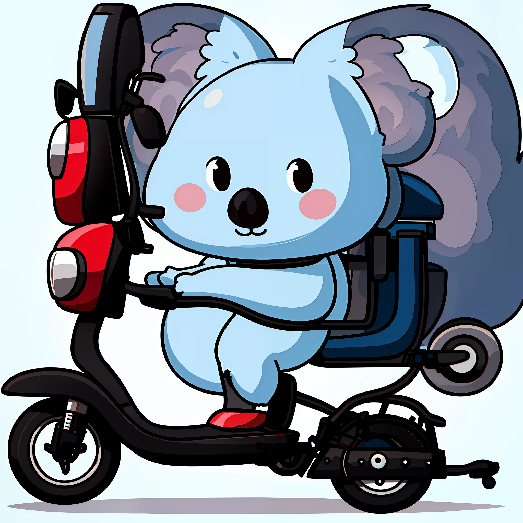 A cute koala,Riding a scooter,with a pure white background,Stick figure style,8K,