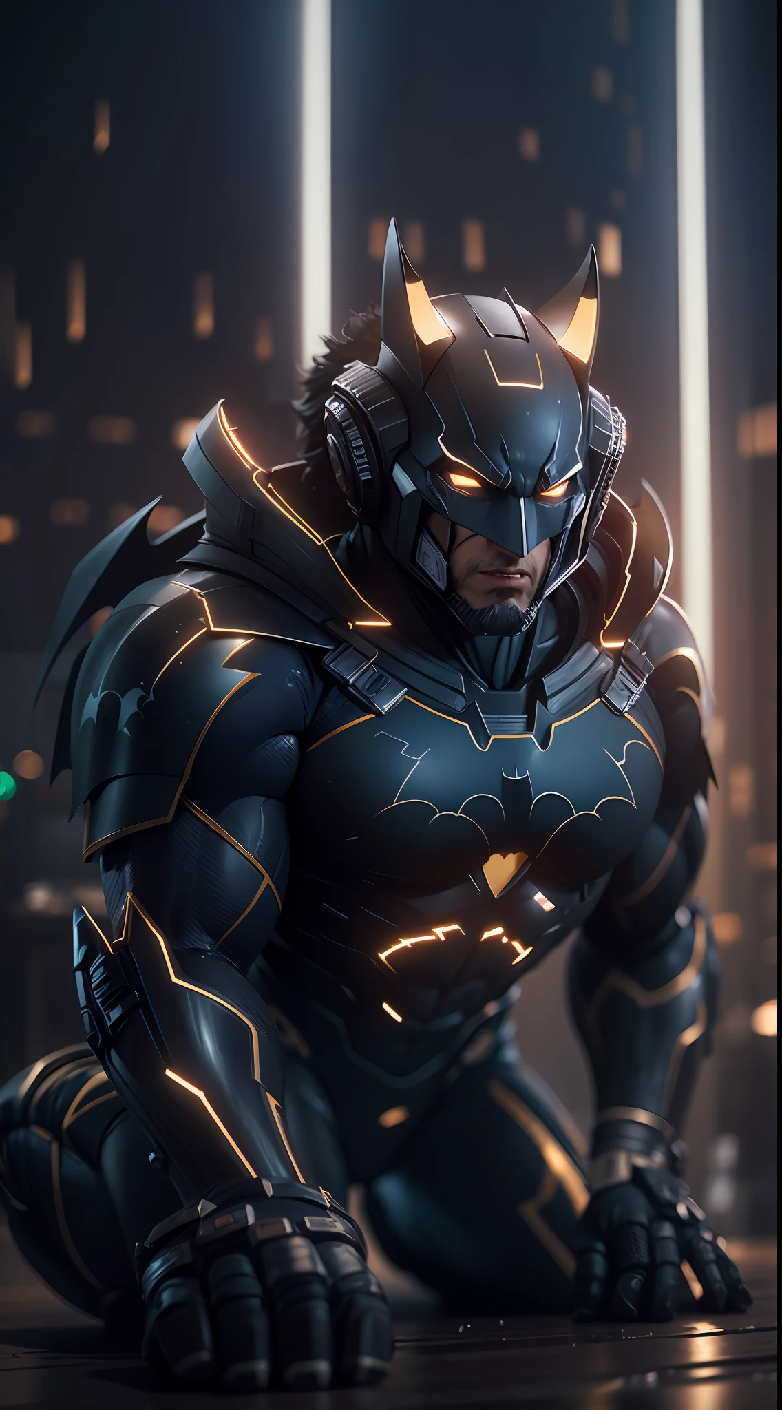 masterpiece, best quality, 8k, tiger robot batman. Professional photography, cinematic lightning, octane render, unreal engine, volumetrics dtx