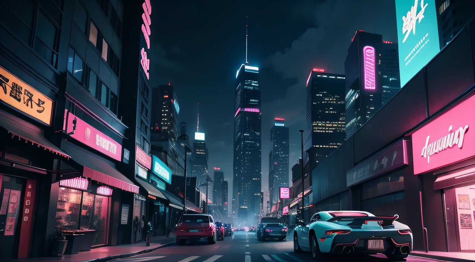 Neon City，sci-fy，SakuraNS，sports cars，Buildings，In the daytime