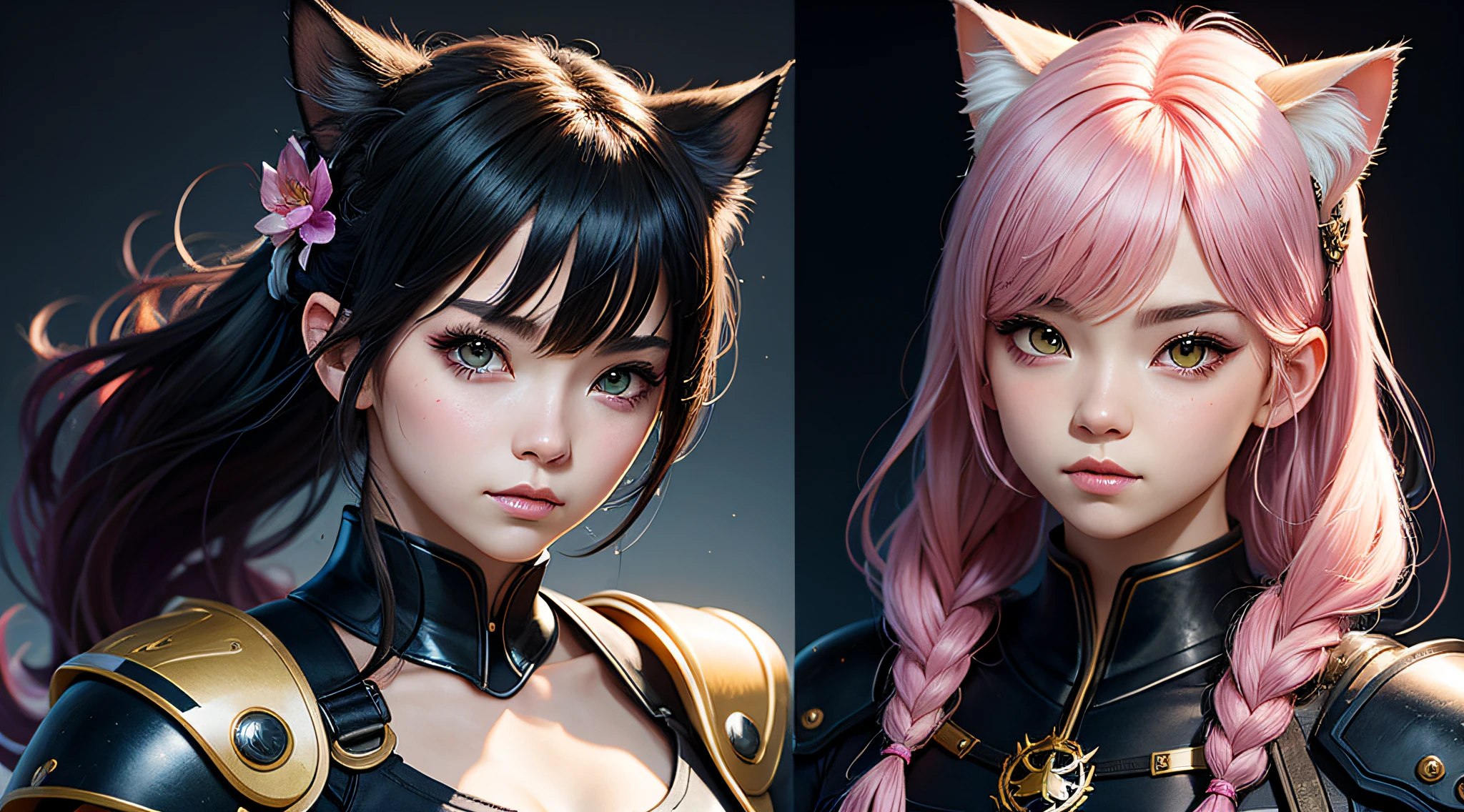 Different color hairstyles for cat ears girls, Art is not the Guweiz style, Estello Ross Tran, There is no Ross Chan style, Volop Ross, Children's art on the art station, character portrait art, style of wlop, RossDraw Portrait, Ross Figure 1. 0, Ross Tran 8 K