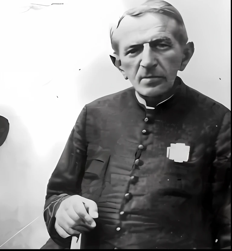 uma foto velha em preto e branco de um homem segurando um taco de beisebol, an evil catholic priest, Henrique Berthaut, inspired by Augustin Meinrad Bächtiger, inspirado em Eduard von Steinle, Karlis Padegs, inspired by Franciszek Żmurko, Mednyanszky Laszlo, Alberto Bierdstat