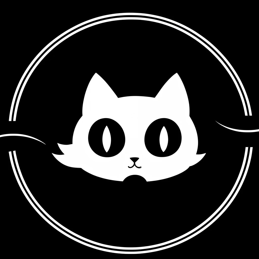 a closeup of a cat's face in a circle with a black background, logotipo do tema do gato, gato do vazio, design do gato, gato anime, liquid cat, Um gato, Nekomimi, contorno branco, cat head, Bigodes HQ, quanto ele faz, Gatos! are around, !!! Gato!!!, foto de perfil do discord, CyberGato, gato kawaii, Someone