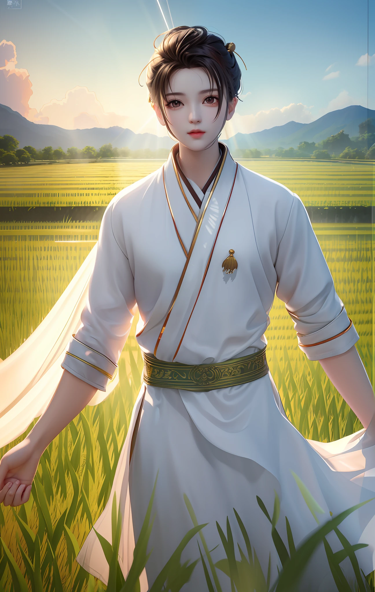 Male wolf monk in garden,Fantastic background,Lotus position,Put one's palms together,Sanskrit golden wheel behind it,Flying golden Sanskrit,goodness,Divinity,Divine Light,holy rays,Boundless light,Magnificent sunset background,rendering by octane,Gorgeous facial features,美丽细致的眼睛,Complex fur,详细的脸,Perfect skin texture,Extreme detail,full-body view,cinmatic lighting,profesional lighting,at centre,looking at the camera in,8k,Shot with a Hasselblad X1D-50,Maximum focal length,depth of fields,lighting perfect,light particules,(best qualtiy),(tmasterpiece),(hyper-detailing),Sharp focus,light particules