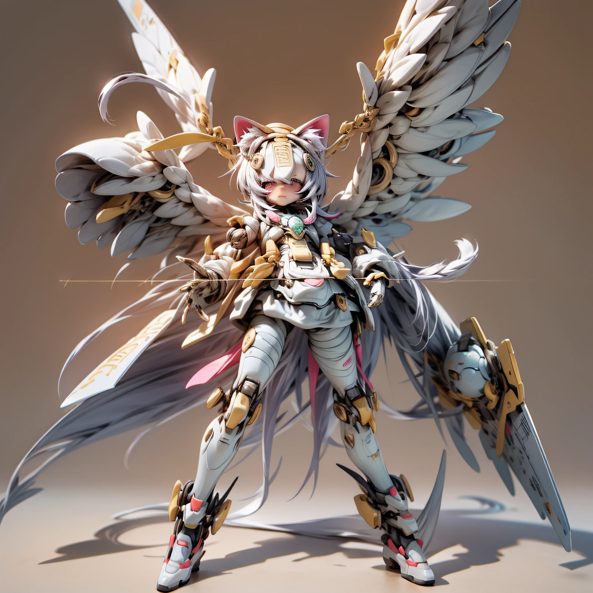lean, chibi, Full body, Minimake, Mecha Body, Mecha legs, My favorite cat ears,Mecha Wings