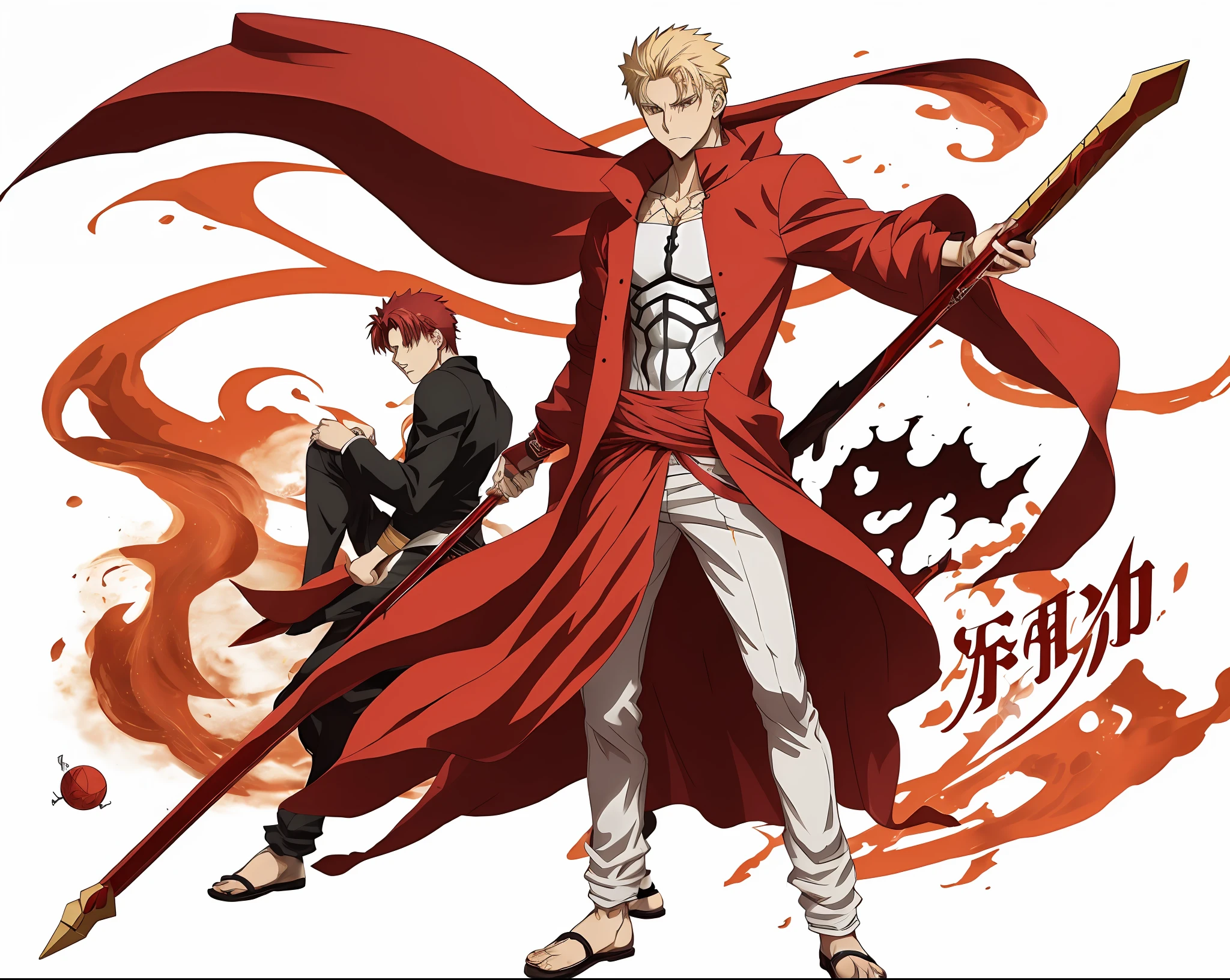 personagem de anime com capa vermelha e roupa encapuzada cercada por folhas vermelhas e laranjas, Gilgamesh, destino / noite de estadia, fire!! corpo inteiro, Fate Stay Night, estilo anime como destino/noite de estadia, arte chave do anime, destino/zero, Destino Zero, Arte Oficial, Grande Ordem do Destino, Infero Flamejante, Arte da sede, Arte Zerochan
