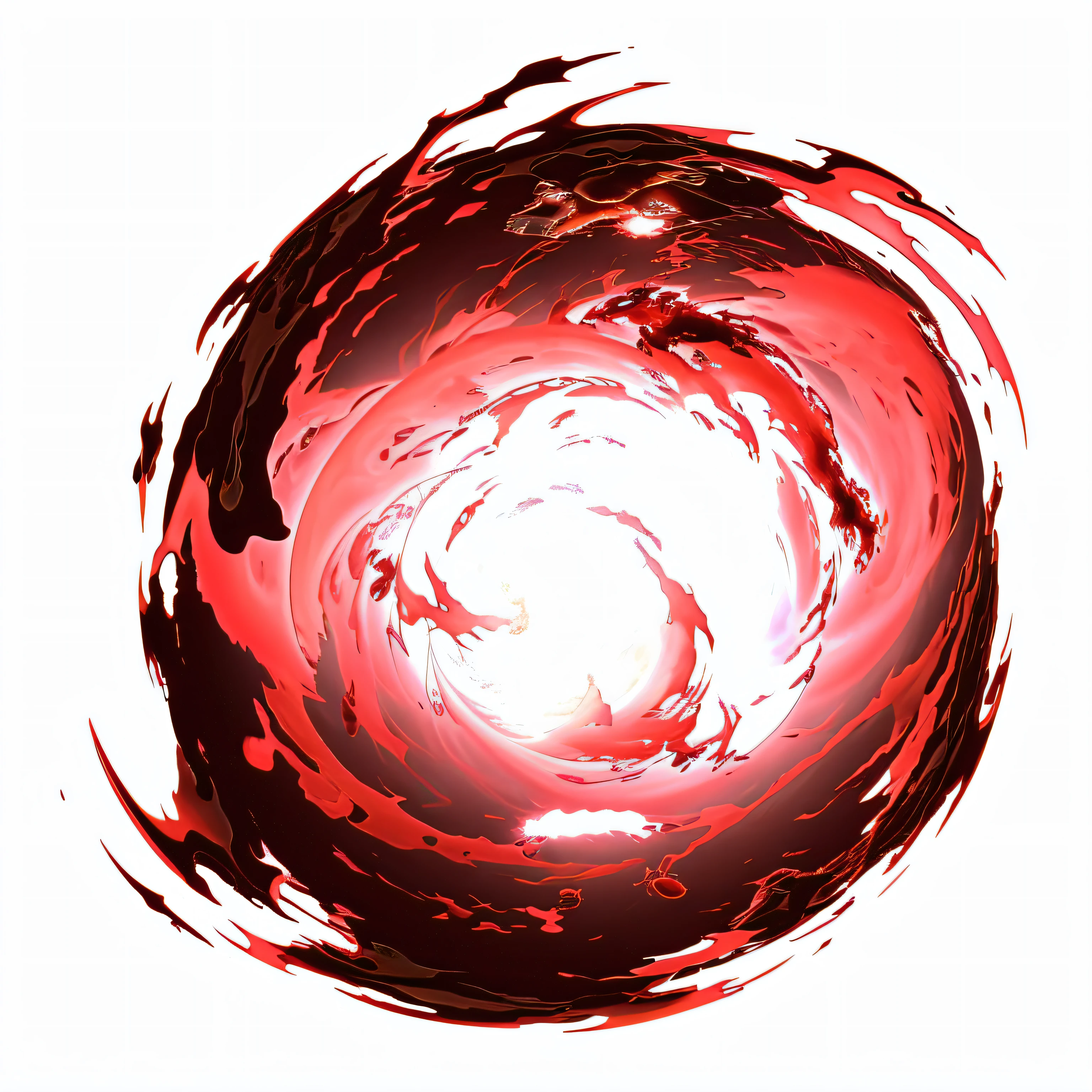 Image of Aalfid with red swirl on white background, a large sphere of red energy, red liquid, red planetoid exploding, emitting evil red aura, A swirling vortex of energy, apocalyptic spherical explosion, glowing magma sphere, Flame whirlpool, magical glowing sphere in midair, Dark red halo, detailed swirling water tornado