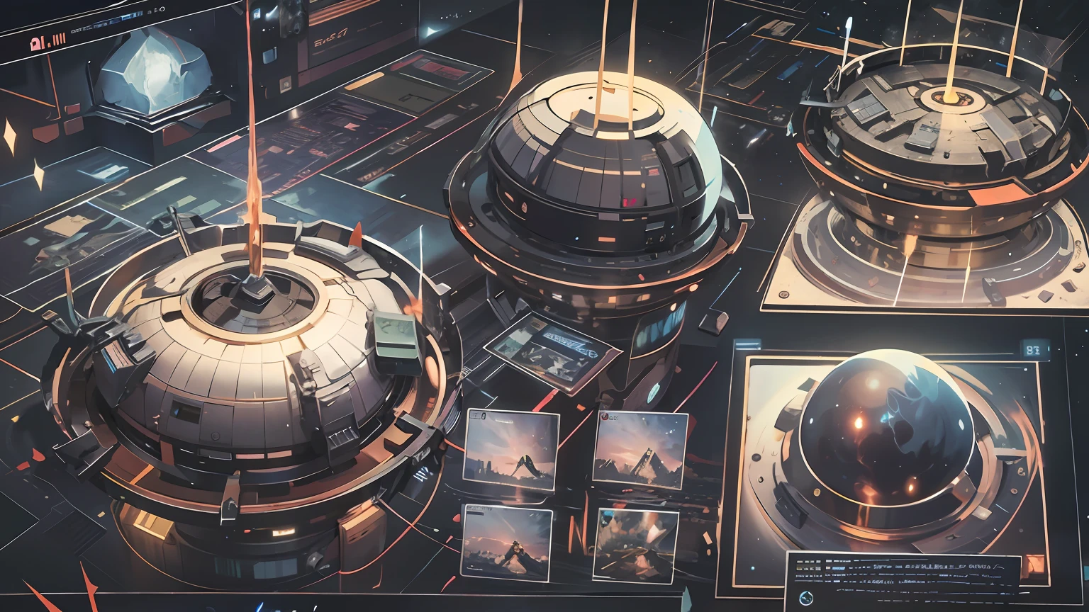 Works of masters。超A high resolution, A high resolution, HUD effects,Luminous Particle,(Masterpiece:1.4), ultra - detailed, looking from above, the space, afloat,16k