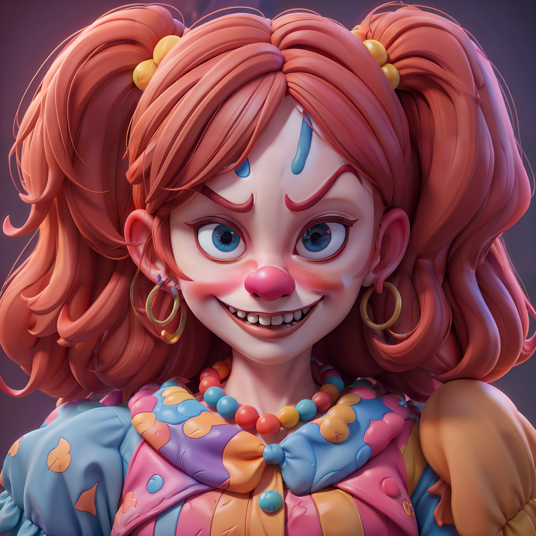 Clown girl, nariz vermelho, meias longas e coloridas, alto contrates, 4k, HDR, unreal 5