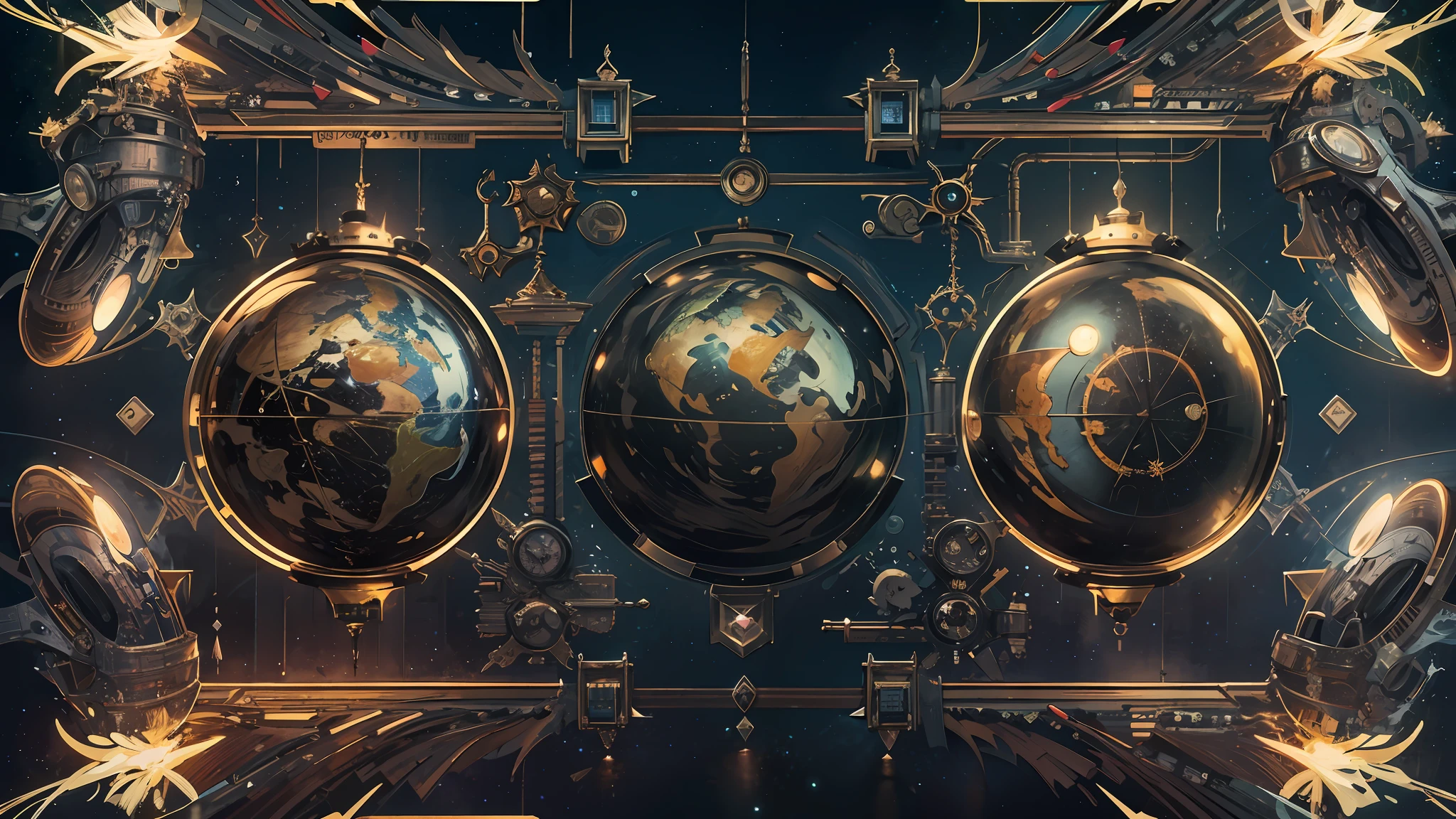 Works of masters。超A high resolution, A high resolution, HUD effects，Luminous Particle，(Masterpiece:1.4), ultra - detailed, looking from above, the space, afloat，16k
