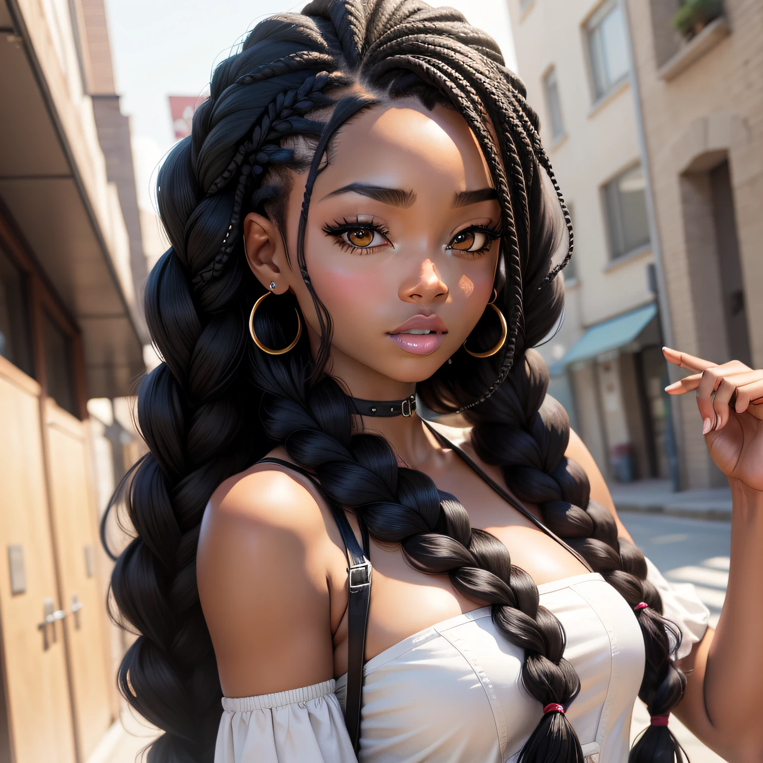 Black woman with braided anime style hair