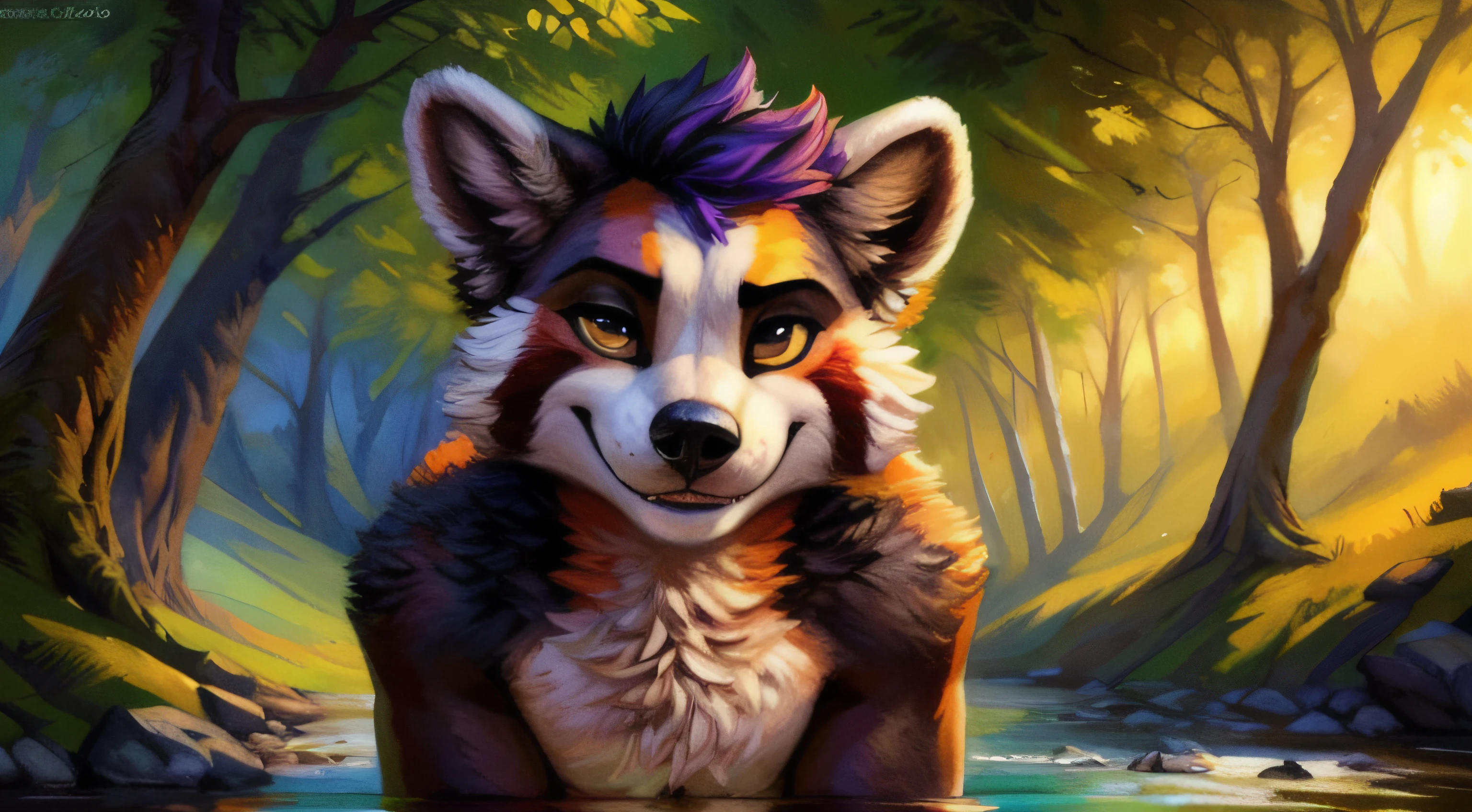 subido a e621, (por kenket, por Ross Tran, por Ruan Jia, por Foxovh) de un red-panda taur macho de ojos azules, ((colores naturales)), Fursona, (((mostrando el trasero con cola en alto))) Looking at the camera with a mischievous look, Open Invitation, mirada picara, (In the middle of a forest with a river in the background), (detailed lighting), (cinematography lighting), [luz ambiental detallada], [Enfoque genital], peludo, ((sombra de medio cuerpo)), [luz ambiental en el vientre], [proporciones realistas], [explicit content], [foco nítido], (contenido cuestionable), (sombreado), ((obra maestra)), pene largo y grueso, pene erecto