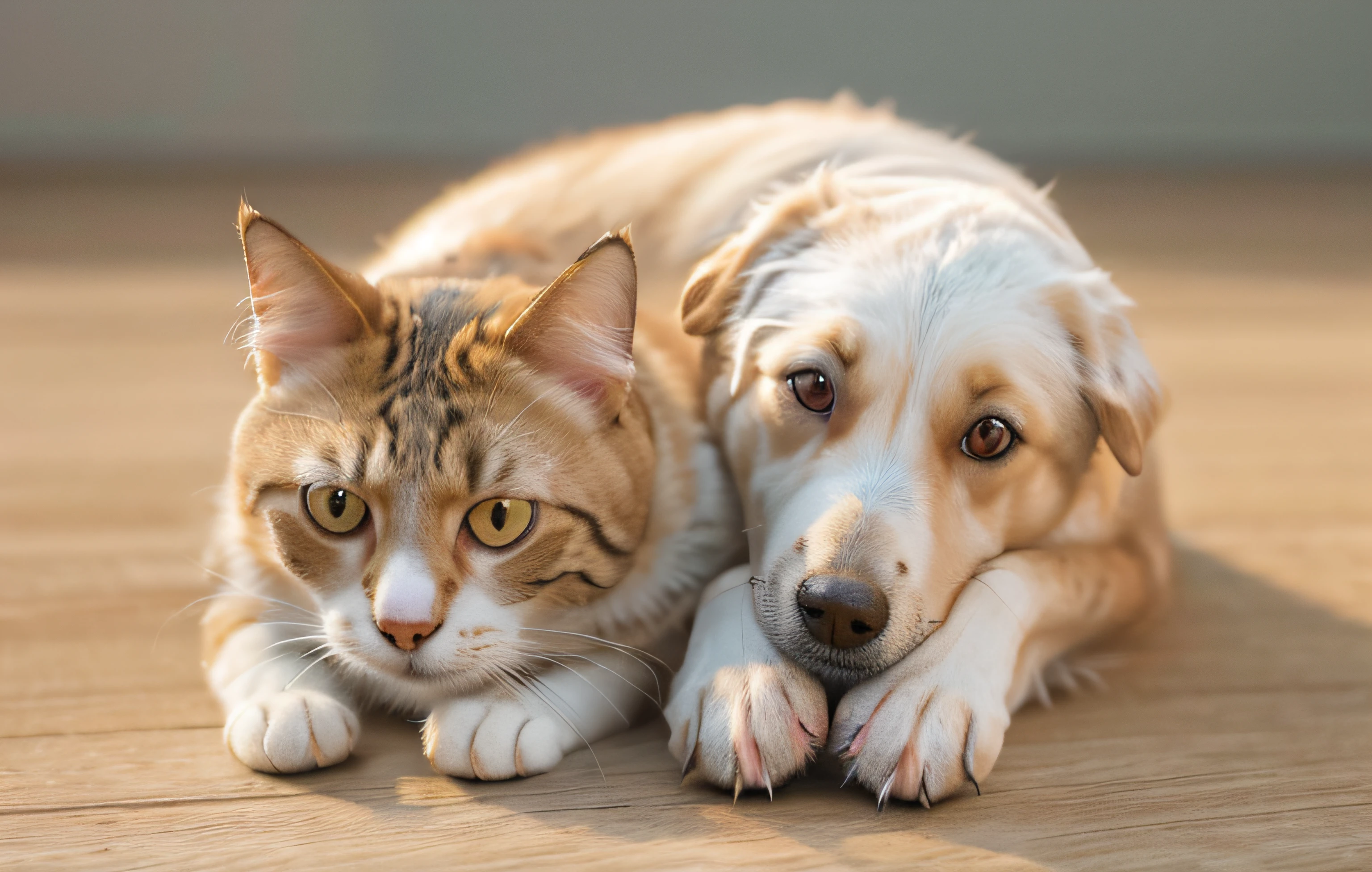 A 3D rendering of a photograph of a realistic dog and cat, fundo transparente, sem espelho, principal, polarization, HDR.