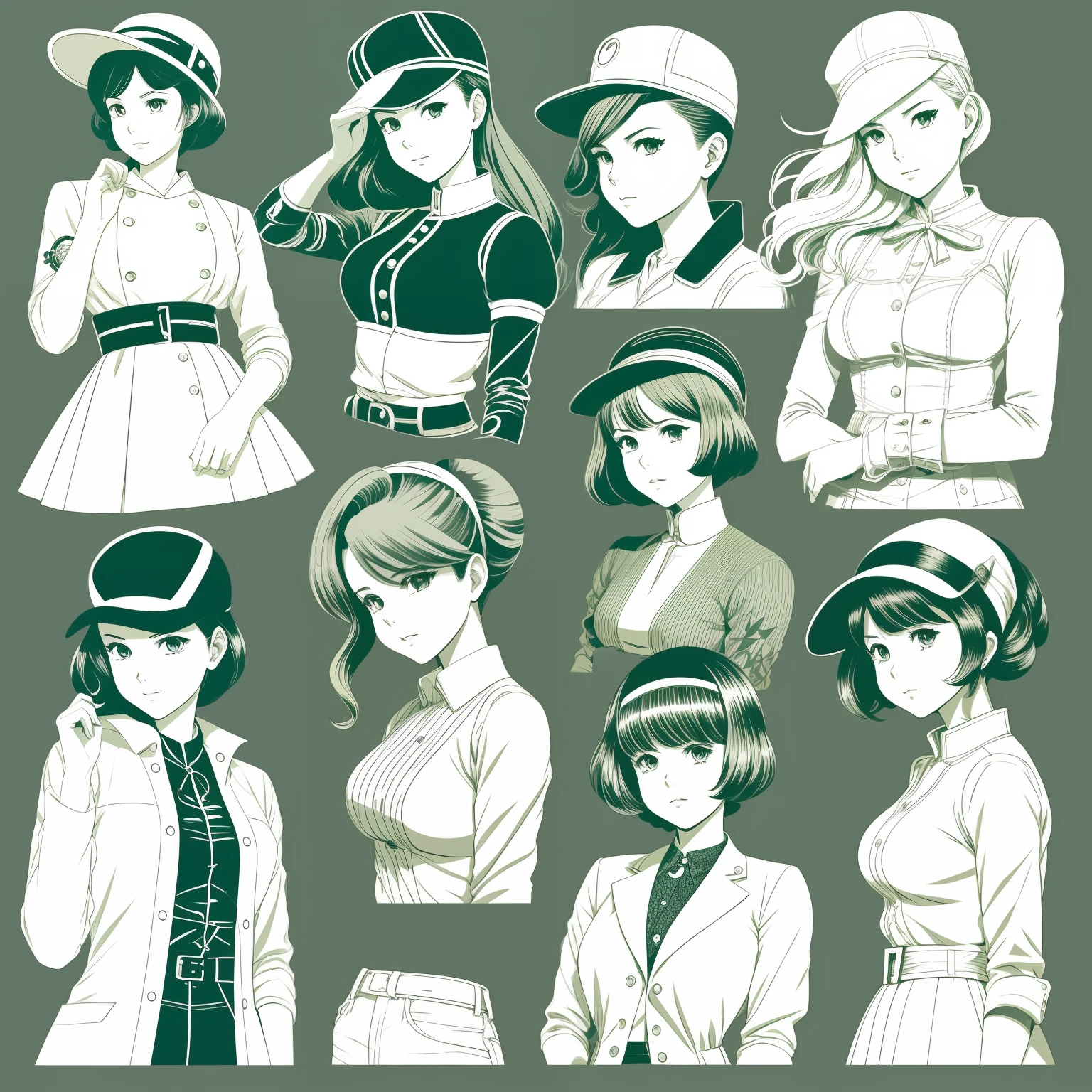 Generate a captivating vintage manga-style illustration of a single girl in fashionable streetwear. Emphasize a diverse range of facial features, hairstyles, and body types, while keeping the characters visually appealing and stylish. Incorporate confident and dynamic poses that exude personality. The color palette should evoke nostalgia, with vibrant accents, and the background should be a solid color to enhance the manga-panel-like effect. Prioritize hand-drawn artwork over a CGI appearance, aiming for a high-quality manga illustration that stands out with its artistic flair and detailed craftsmanship. Deliver the final image in the desired resolution and format to resemble a stunning manga panel. Make her breast large. Give her tattoos as well