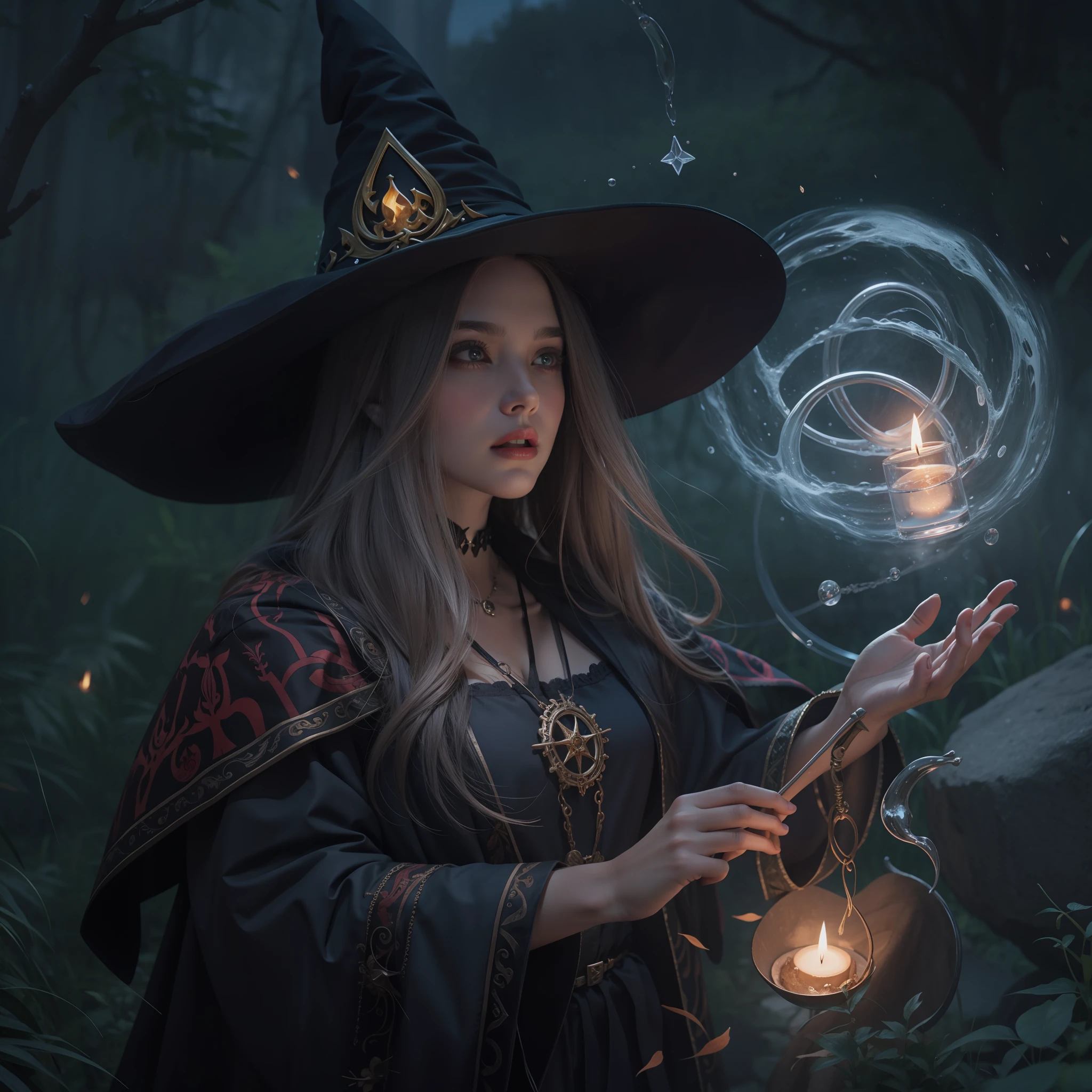 Wizard Woman,the witch,Magic chanting,magic circles