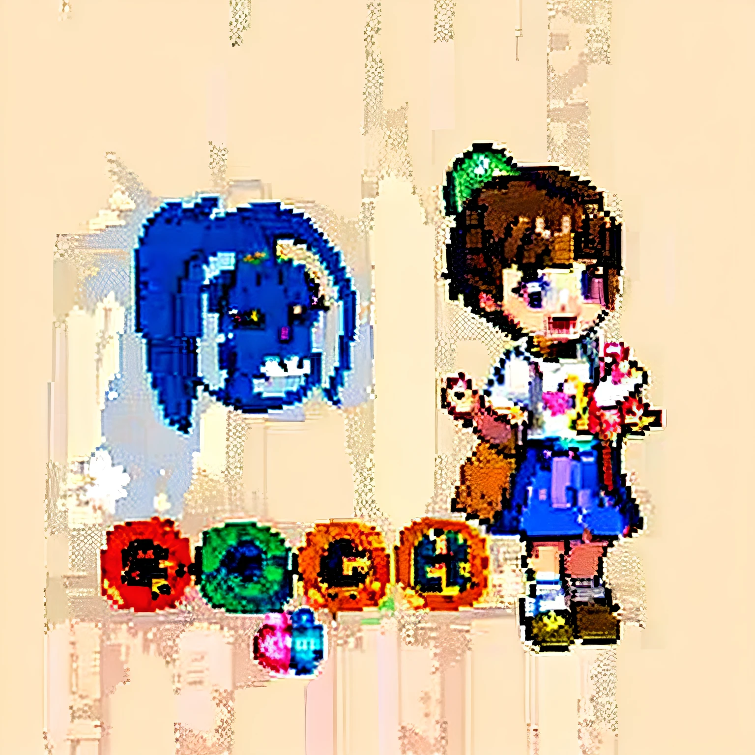 There is a cartoon picture of a girl holding a comb, hand painted cartoon art style, Ruan cute vtuber, 😃😀😄☺🙃😉😗, inspired by Chen Daofu, Middle Metaverse, cute colorful adorable, small loli girl, cute artwork, Cute cartoon style, Japanese animation style, Cute:2