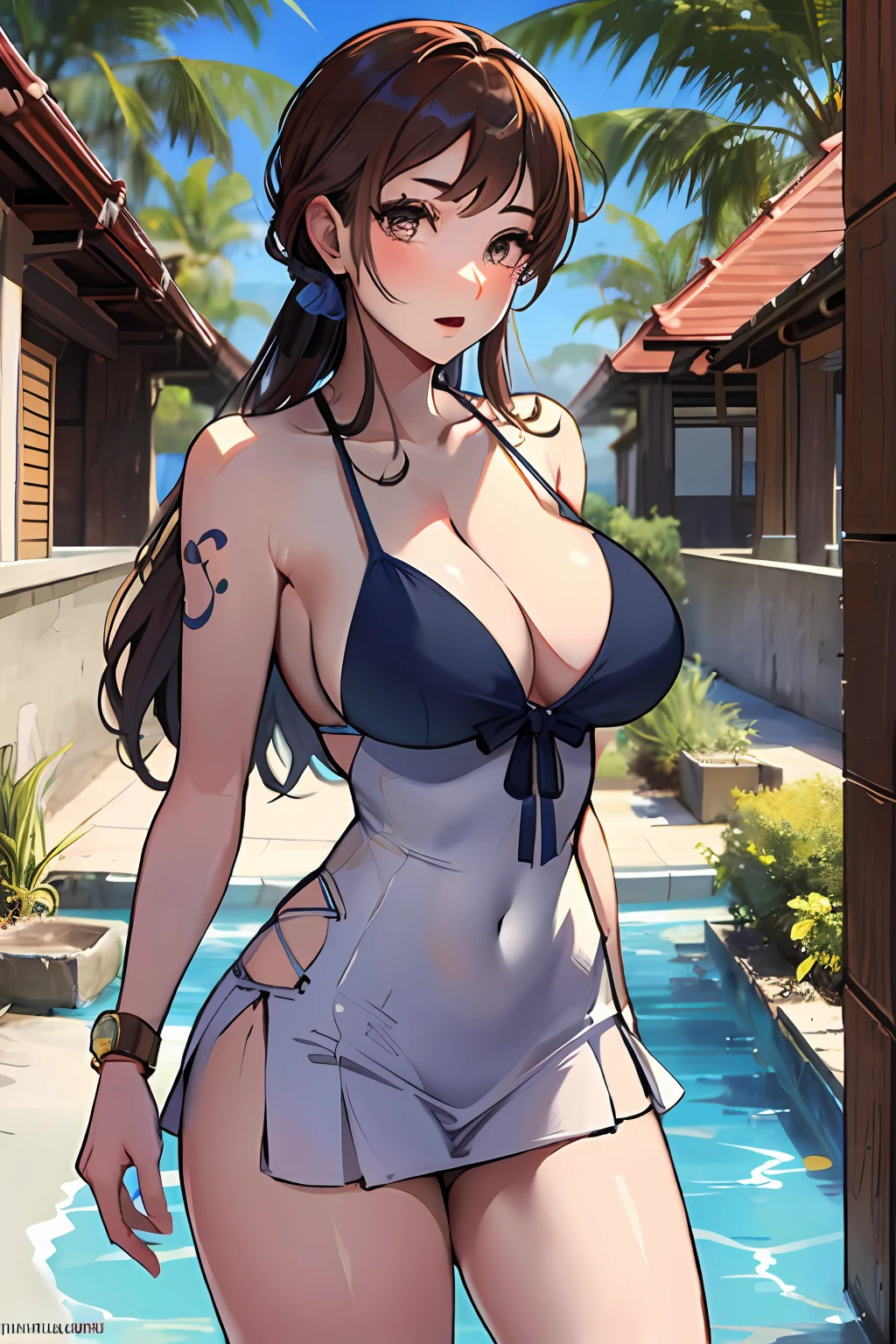 Nos, vestido, body swimsuit, Lindo, Playa, big tits