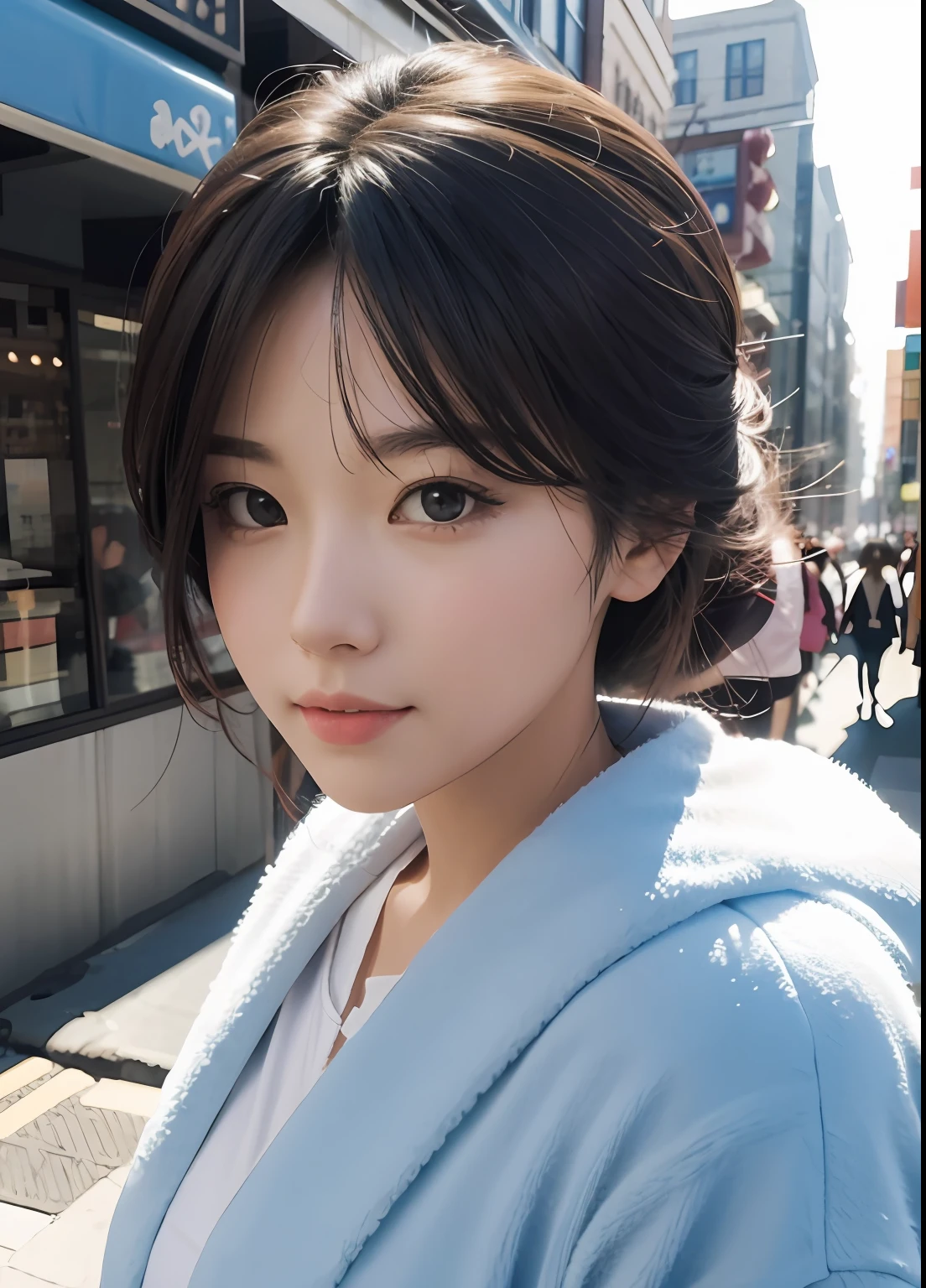 (best-quality:0.8),
(best-quality:0.8), perfect anime illustration, extreme closeup portrait of a pretty woman walking through the city
