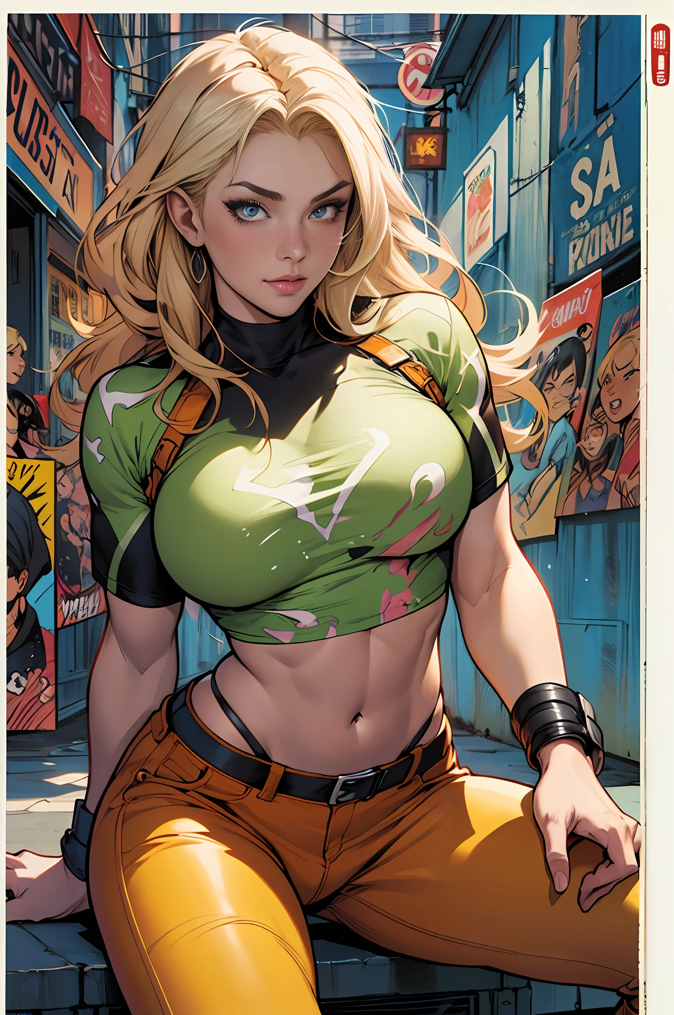 raw photo, ::comix style by marc silvestri:: beautiful woman ashley alexiss european perfect and detailed, style ::2.0 comix illustration style,tatoon style , man model ultra detailed, (beautiful and clear background:1.2),, fantastic paintings ,graffit style, olhos altamente detalhados , a white t-shirt or tatoon stamp , blond hair, masterpiece, best quality, high quality, highres, detail enhancement, ((most beautiful image in the world)), masterpiece, best quality, high quality, highres, detail enhancement, ((most beautiful image )),with short, shiny black hair, wearing a large round-neck t-shirt, wearing jeans, five legs, like yellow sneakers, emphasizing the integrity of the human body, emphasis on the correct 5 fingers on each hand and the correct shadow, , bright image, art by stanley artgerm lau, art by kenneth rocafort, art by genzoman, art by joe madureira, art by blushyspicy, art by stjepan sejic, art by j scott campbell, art by guillem march, art by citemer liu, 4k, high resolution, comic book, comic book character, comic, high quality