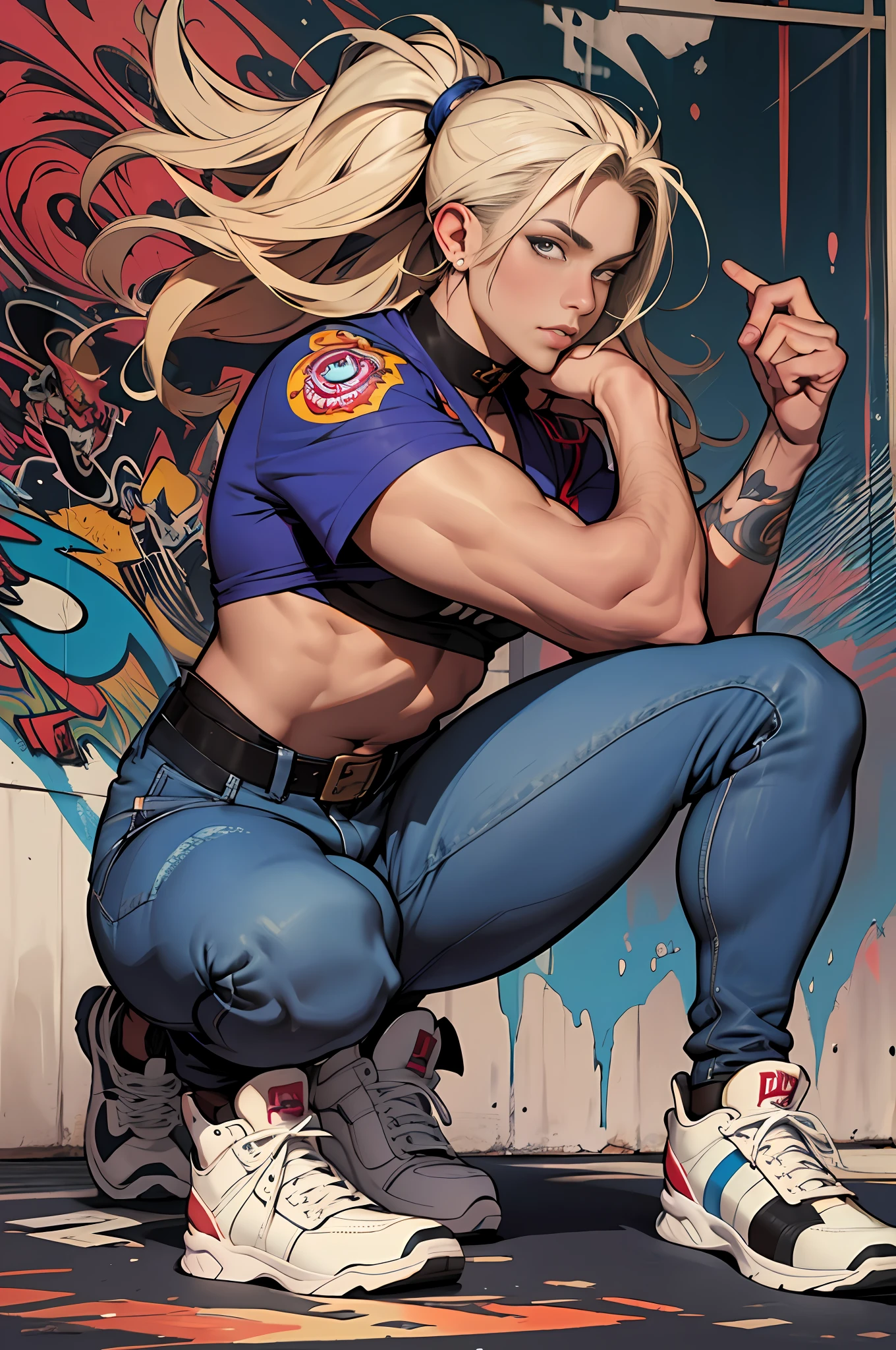 foto crua, ::estilo comix por joe madureira:: mulher bonita ashley alexiss europeu perfeito e detalhado, estilo ::2.0 comix illustration style, estilo tatoon, modelo de homem ultra detalhado, (fundo bonito e claro: 1.2),, fantastic paintings, estilo graffit, olhos altamente detalhados, uma camiseta branca ou carimbo tatoon, cabelo loiro, obra-prima, melhor qualidade, alta qualidade, highres, aprimoramento de detalhes, ((imagem mais bonita do mundo)), obra-prima, melhor qualidade, alta qualidade, highres, aprimoramento de detalhes, ((imagem mais bonita)), com cabelo preto curto e brilhante, vestindo uma grande camiseta de gola redonda, vestindo jeans, cinco pernas, like yellow sneakers, enfatizando a integridade do corpo humano, emphasis on the 5 correct fingers on each hand and the correct shadow, , imagem brilhante, arte de stanley artgerm lau, arte de kenneth rocafort, Arte de Genzoman, Arte de Joe Madureira, Arte de Blushyspicy, Arte de Stjepan Sejic, Arte de J Scott Campbell, Arte de Guillem March, Arte de Citemer Liu, 4K, alta resolução, Banda Desenhada, Personagem de banda desenhada, Banda desenhada, Banda desenhada, Alta Qualidade