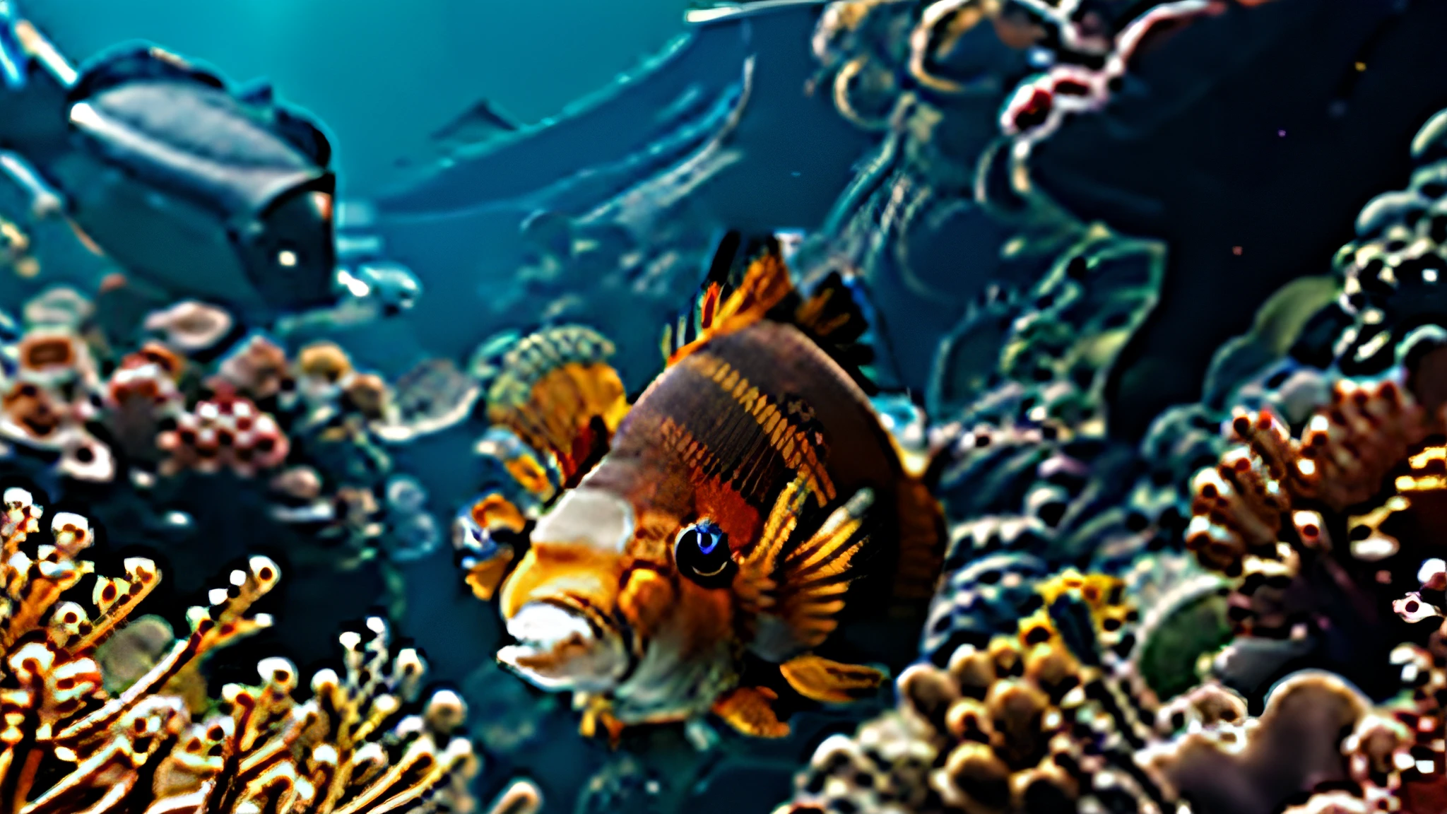 Clownfish,gold,Machinary,steampunc,ferocious,irascible