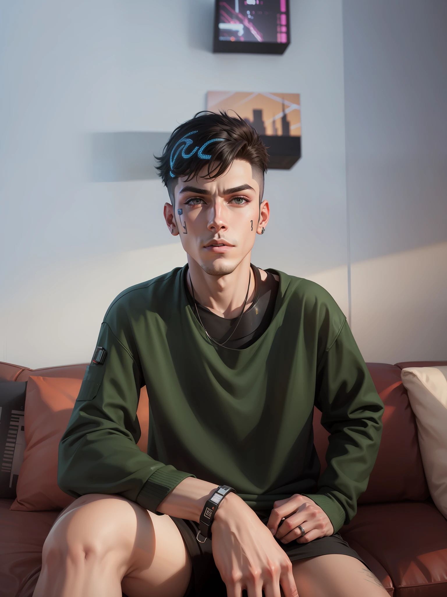 Change background cyberpunk handsome boy, realistic face, 8k, ultra realistic