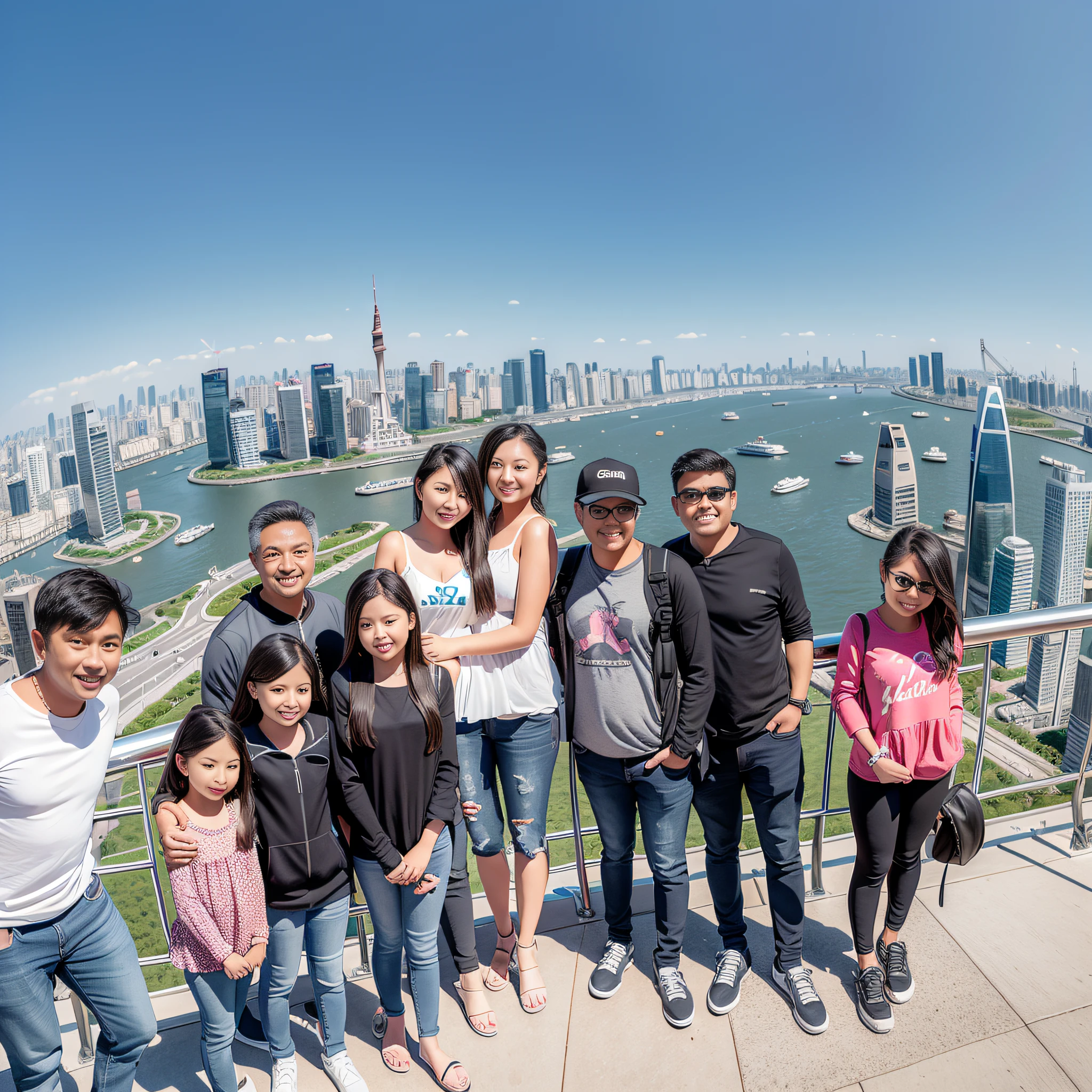 Overlooking the whole family,Canon shooting,15 year old girl on a 15m helicopter,See the Bund with a telescope