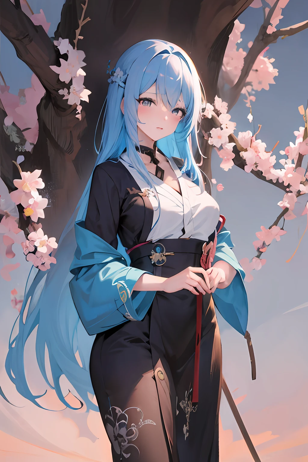 Anime girl with blue hair and flowers in her hair, artwork in the style of guweiz, guweiz on pixiv artstation, Beautiful Anime Portrait, guweiz on artstation pixiv, guweiz, Detailed Digital Anime Art, a beautiful artwork illustration, anime style 4 k, digital anime illustration, detailed portrait of an anime girl