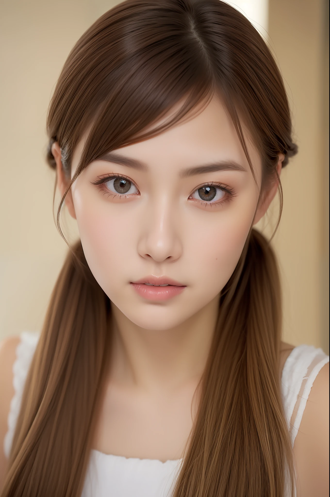 (Best Quality, 8K, 32K, masutepiece, sss:1.2), Photo of Pretty Japanese woman,Cowboy Shot、
A beautiful woman with perfect body,sixteen years old、
Lori, (hugetits:1.5), big eye, Pupil highlights, pronounced double eyelids, Eye lashes,shinny skin、Beautiful delicate face、Beautiful delicate eyes,cute face,
Light brown hair,low short twintails,