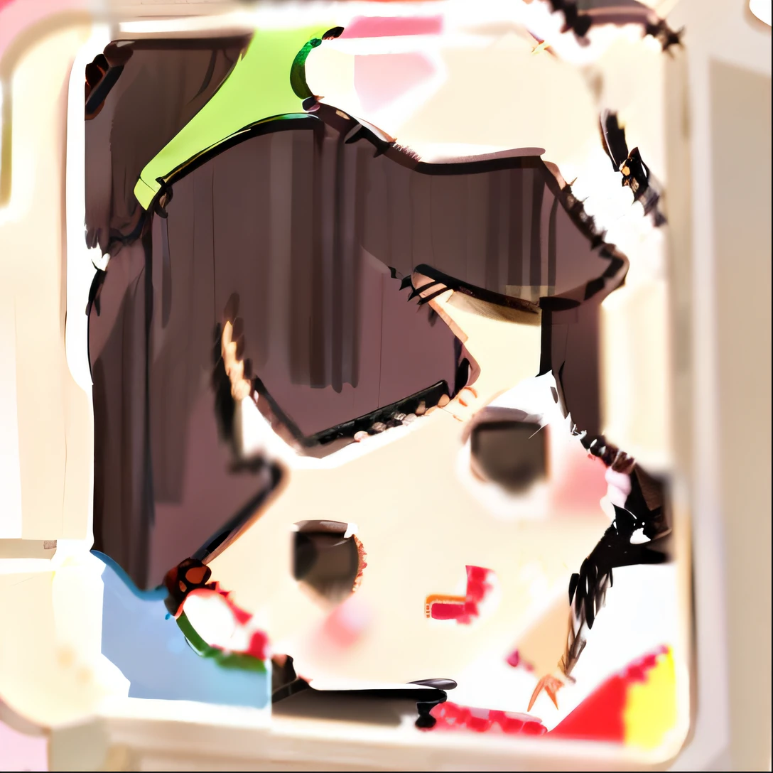 There is a cartoon picture of a girl holding a comb, hand painted cartoon art style, Ruan cute vtuber, 😃😀😄☺🙃😉😗, inspired by Chen Daofu, Middle Metaverse, cute colorful adorable, small loli girl, cute artwork, Cute cartoon style, Japanese animation style, Cute:2