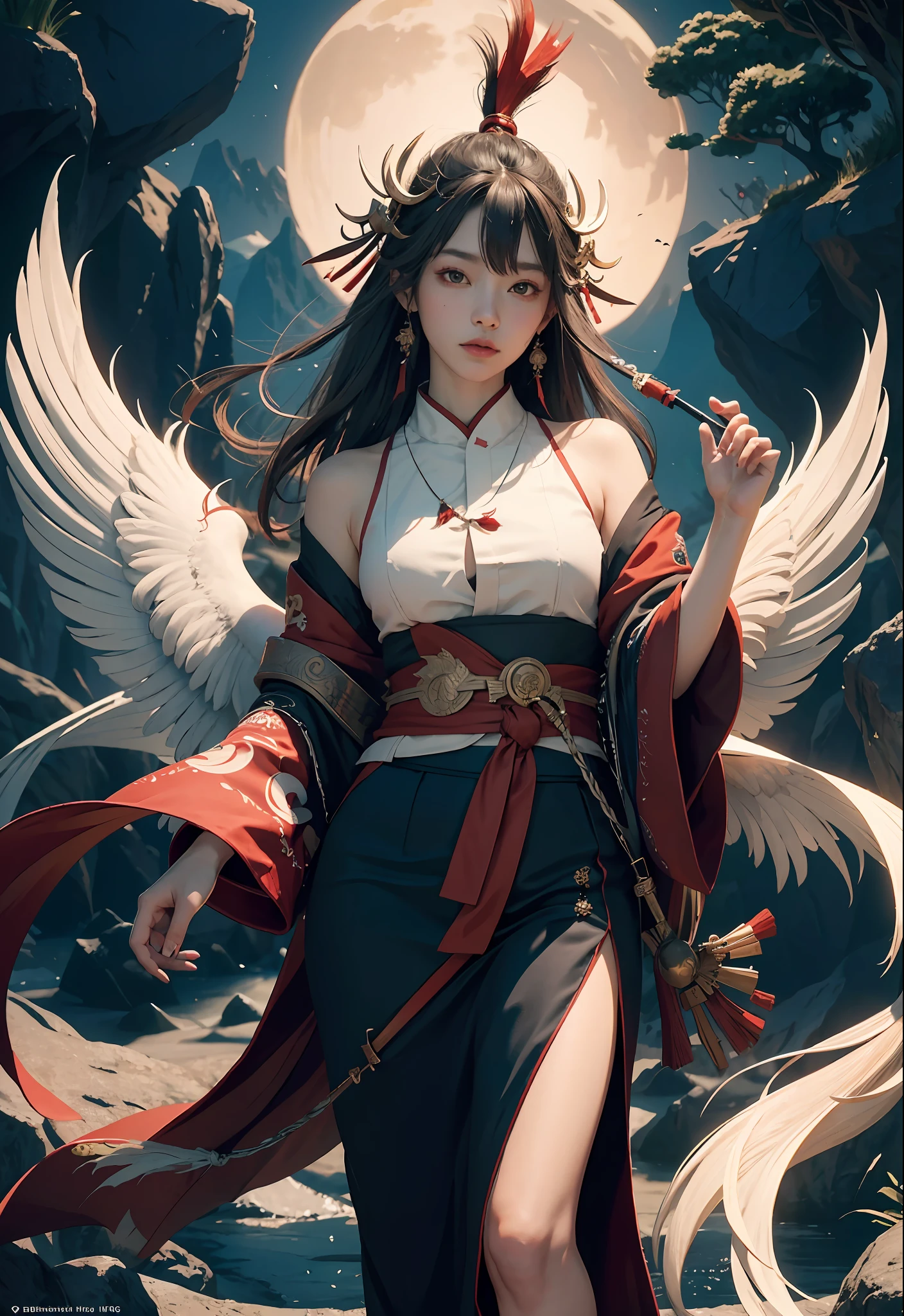 official art, unity 8k wallpaper, (high detail), beautiful and aesthetic, masterpiece, best quality,realistic,
Tengu mage, Tengu feathered fan, wind spell, tengu familiar, tengu mountain, shinto magic,
Delicate Illumination, Soft Highlights, Understated Depth,
