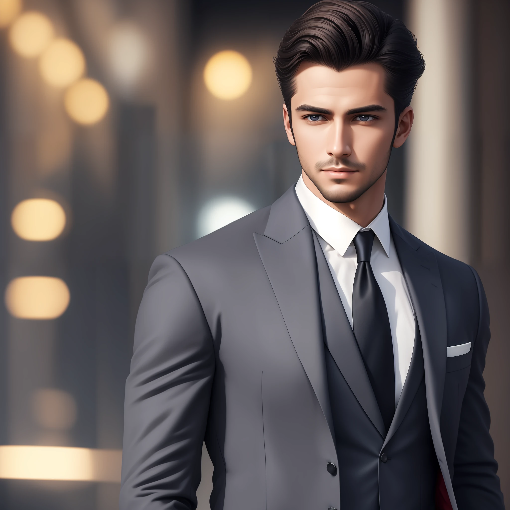 Subject: A striking and photorealistic portrayal of a handsome and dashing man dressed in a stylish suit, exuding confidence and charm.
Type of Image: Digital Illustration
Art Styles: Realism, Handsome Suit Fashion
Art Inspirations: ArtStation, DeviantArt, Fashion Magazines, Elegant Suit Designs
Camera: Professional DSLR camera with high-resolution capabilities
Shot: Close-up shot
Render Related Information: Capturing the intricate details of the man's stylish suit with realistic precision, utilizing soft and flattering lighting to enhance his handsome features, and portraying the charismatic and sophisticated aura of the elegant gentleman.

Camera Lens: Macro Lens