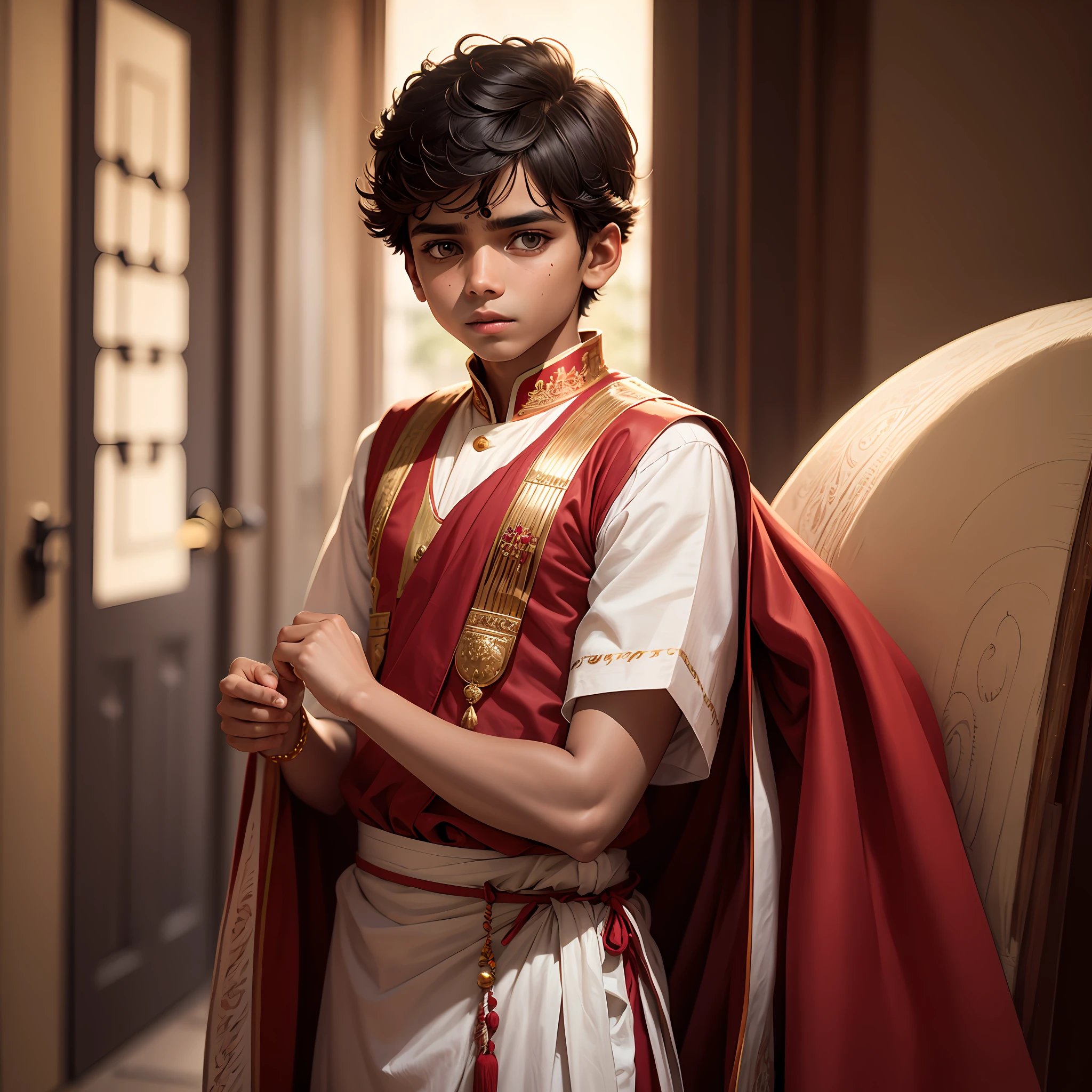 Indian boy wear traditional dress hyperrealism super smooth --auto