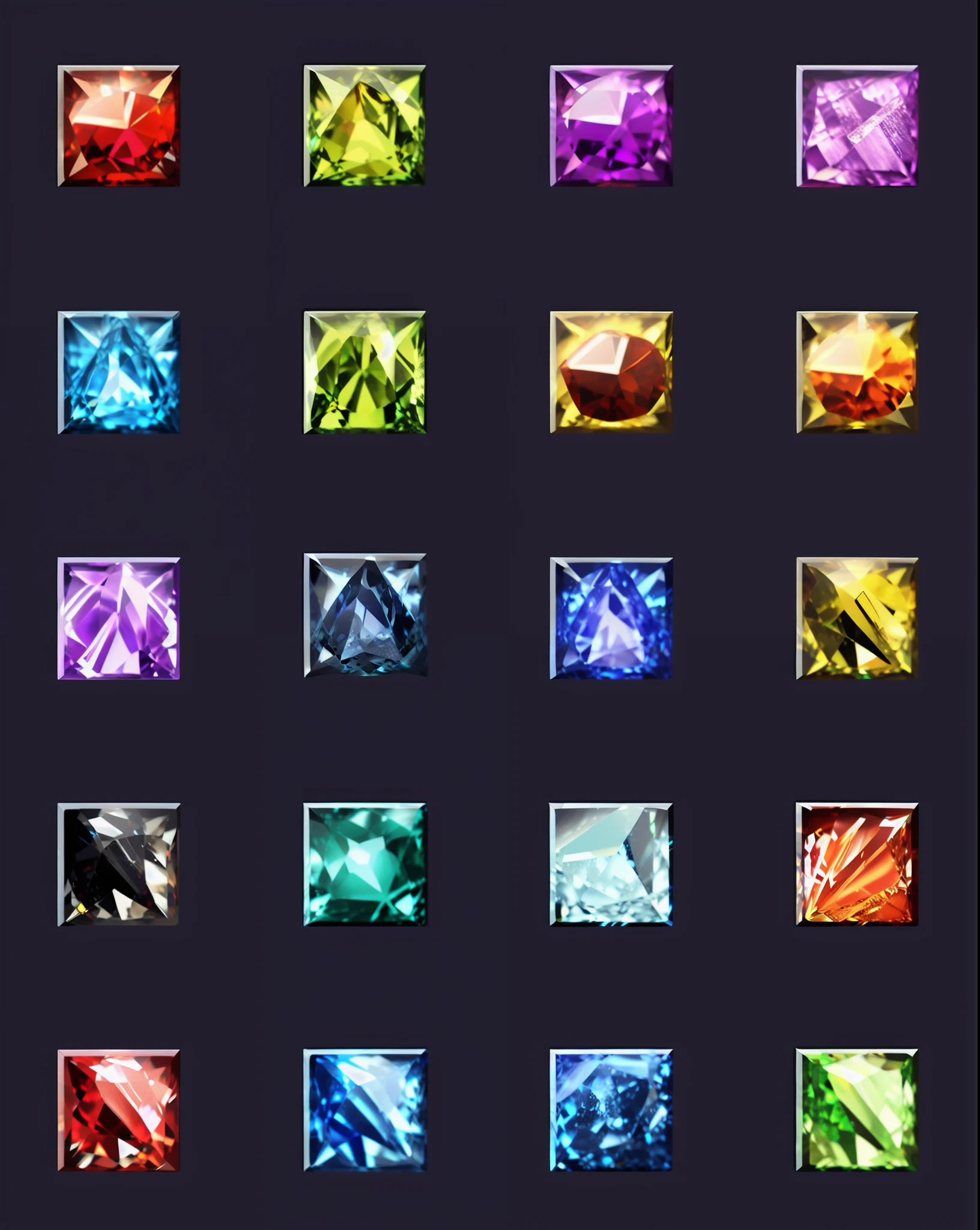 Set of jewelry in different colors on a black background, Game Icon Assets, shiny gems, colored gems, very realistic gemstones, gemstones, gemstones, colorful gems, Infinity Stones, gemstones, gemstones, Gems and treasures, Precious gems, Game Assets, game icon, set of high quality hd sprites, Game UI Asset Design, 2d game asset, Magic items