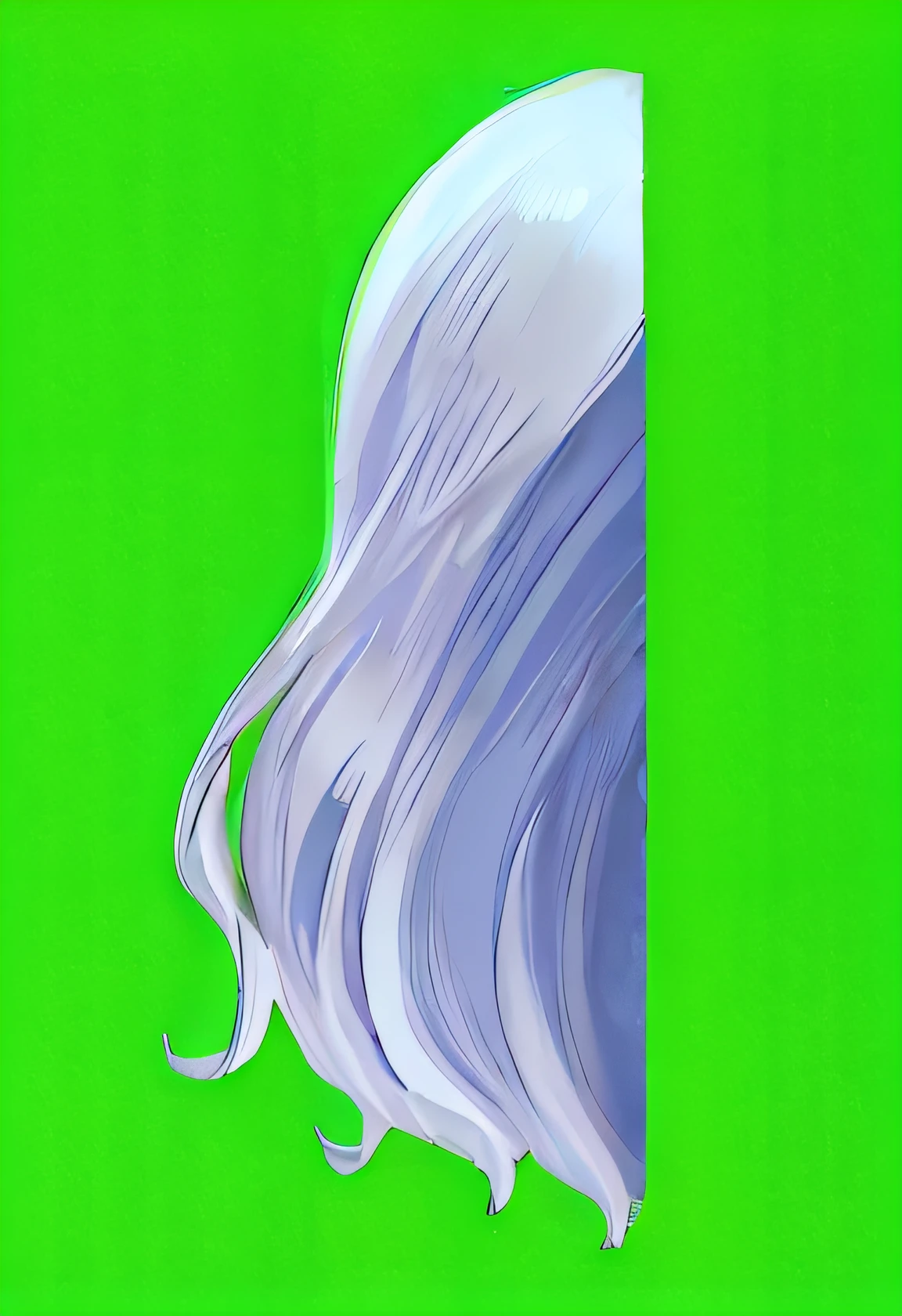 Flowing white hair, , detailed white long hair, Green background