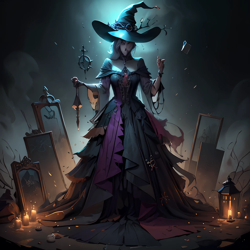 WitchcraftPunkAI 
dress on woman  , cluttered environment