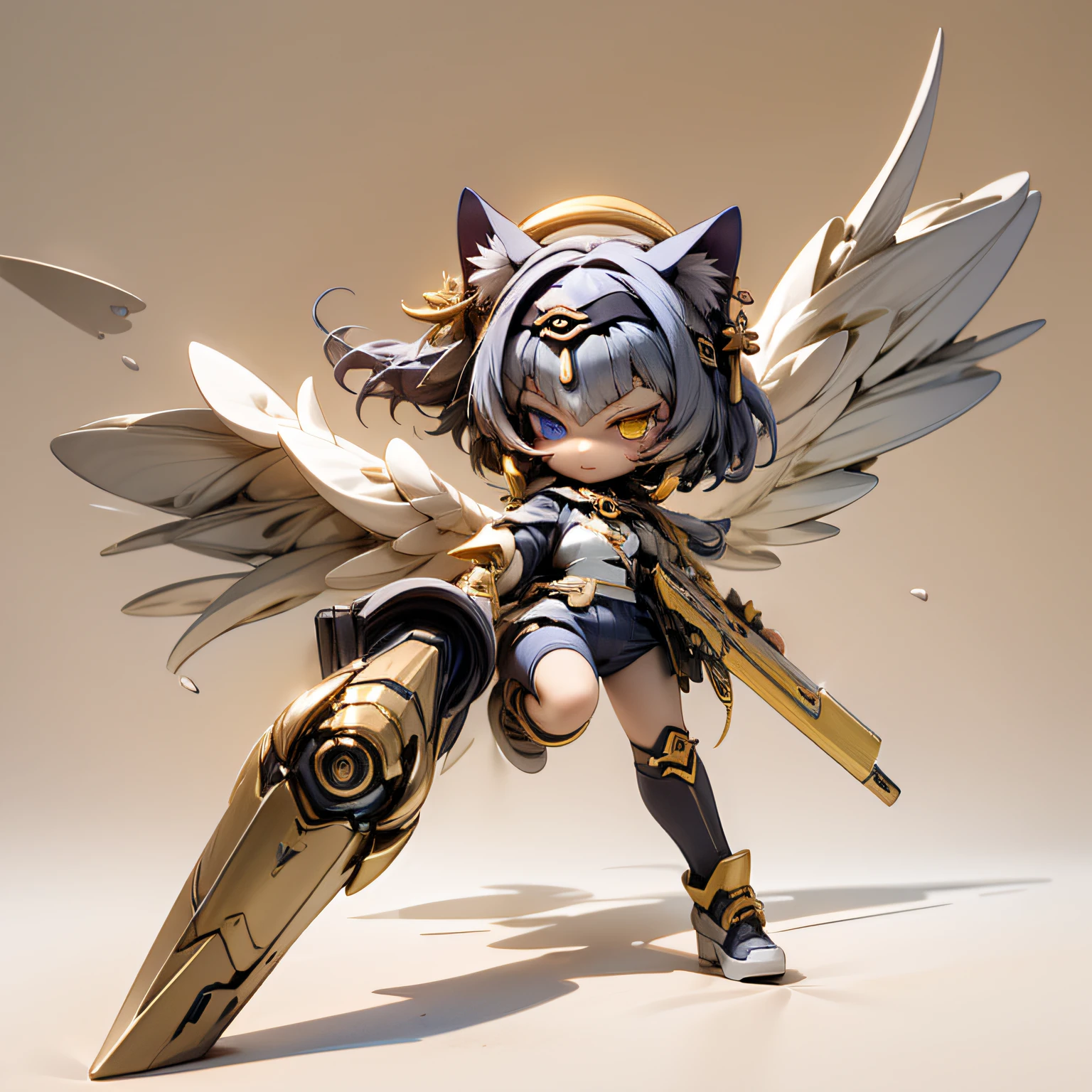 blink, chibi, Complete broker, Mega Mini, The body is steel., Metal., The legs are steel., Metal., My favorite cat ears, The wings are steel., Metal., The gun is metal steel..