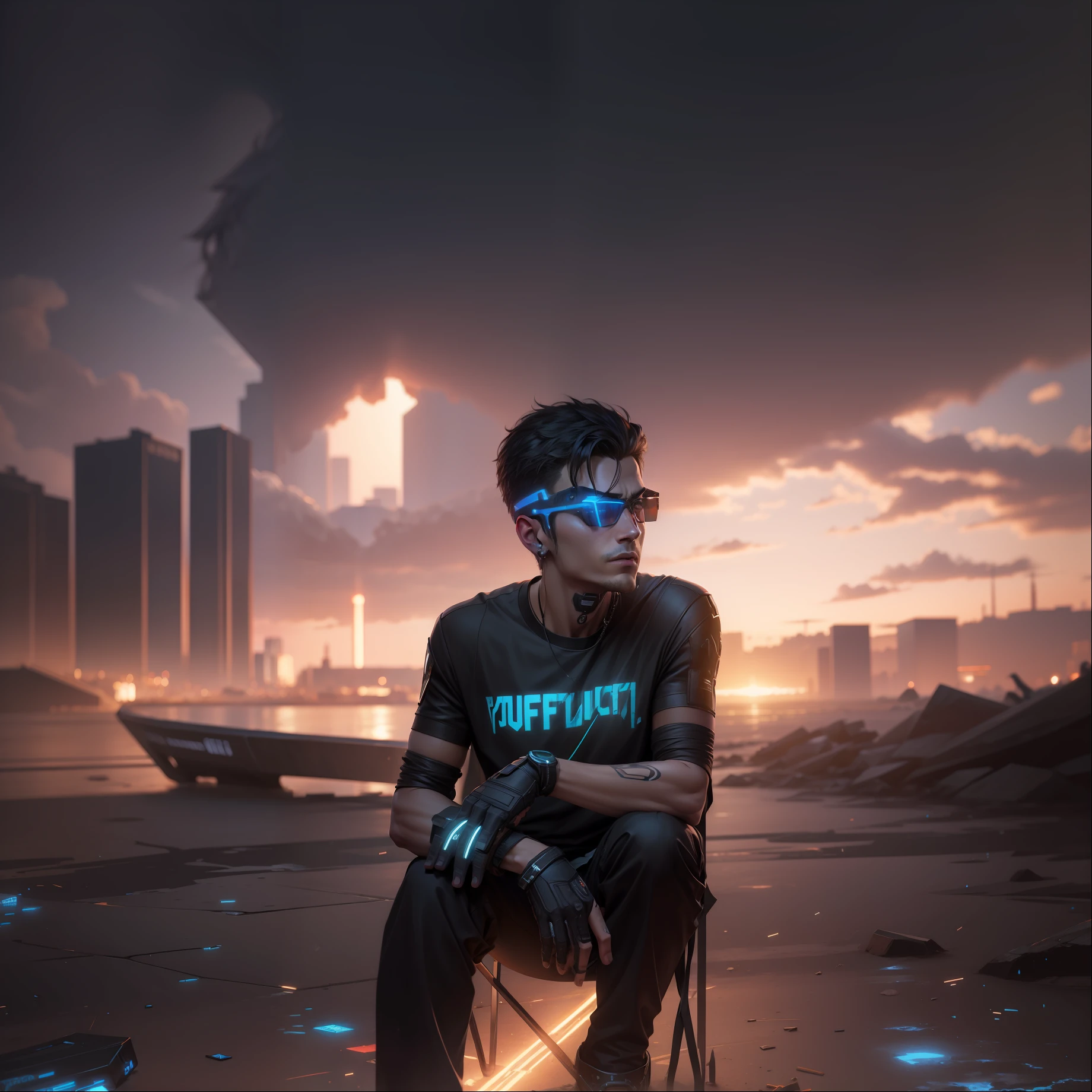 Change background cyberpunk handsome boy, realistic face, 8k, ultra realistic