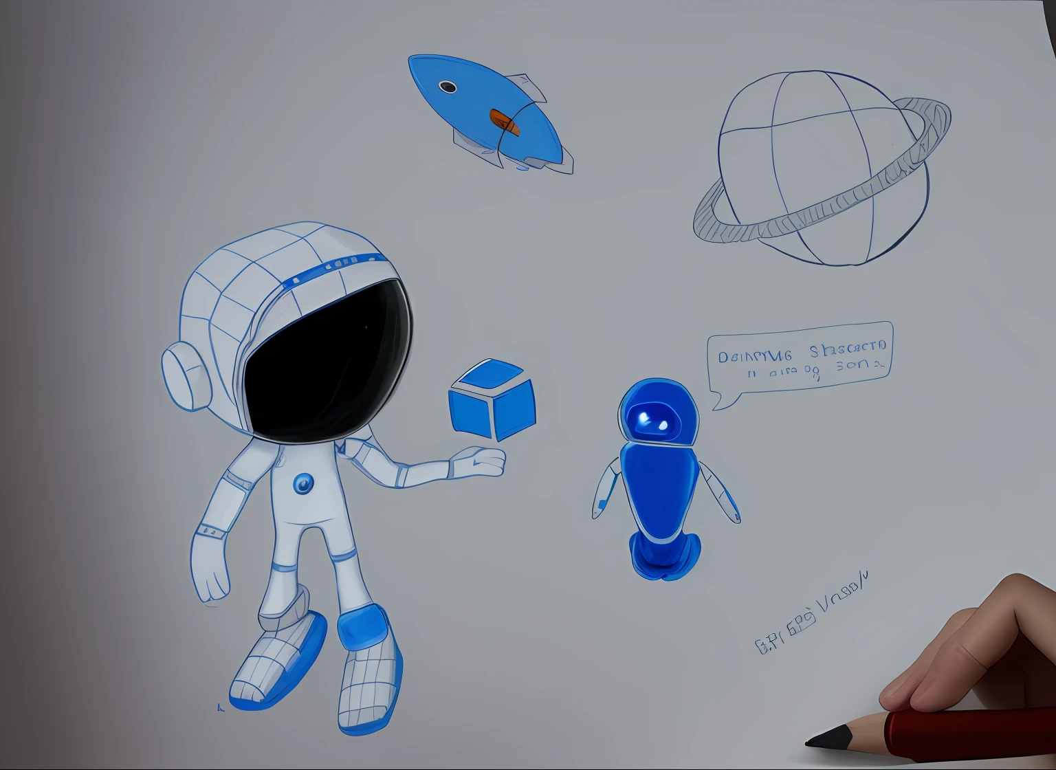 drawing of a cartoon of a man in a space suit and a robot, in space, space themed, space, in spacesuit, floating in space, space travel, spacesuit, astronauts, among us character, deep space exploration!!!, space theme, in the space, cosmonaut, wears a spacesuit, spacecrafts, in outer space