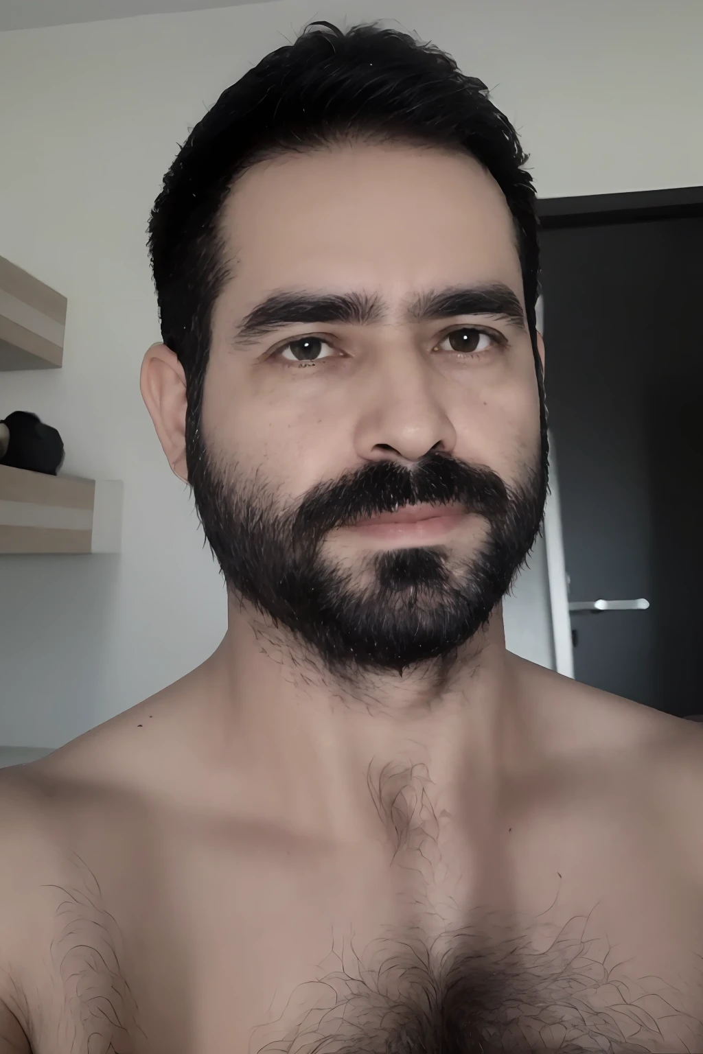 38-year-old man, Obra maestra, La mejor calidad, Altas Resoluciones, realista, 1 hombre, cabello negro,  sin vellos corporales , cabello negro, barba corta, cuerpo completo, Mirando al espectador, vestimenta formal, 8K, en un campo de trigo