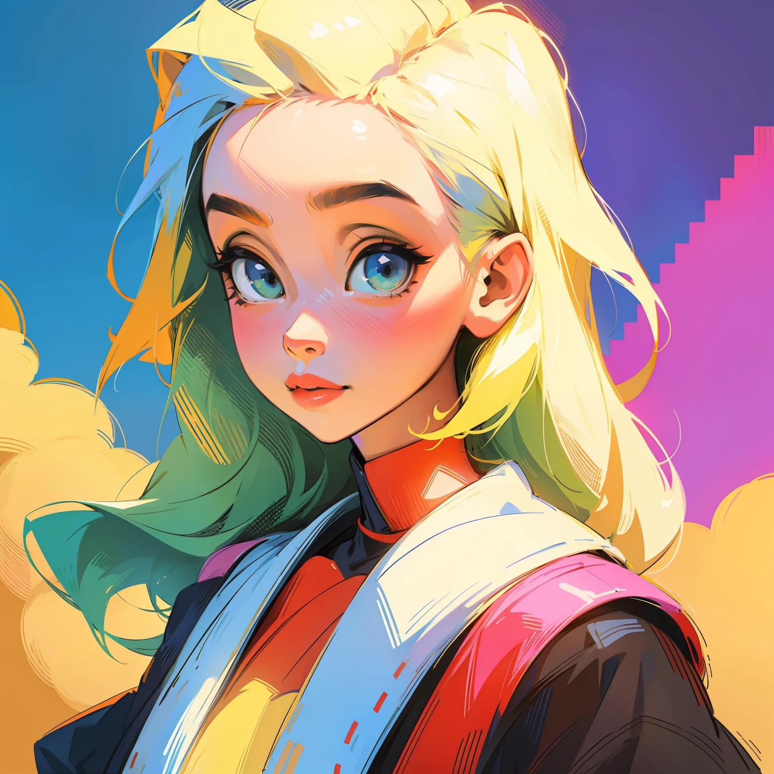 Pixel art、colourfull、Americana、portraitures、Background white