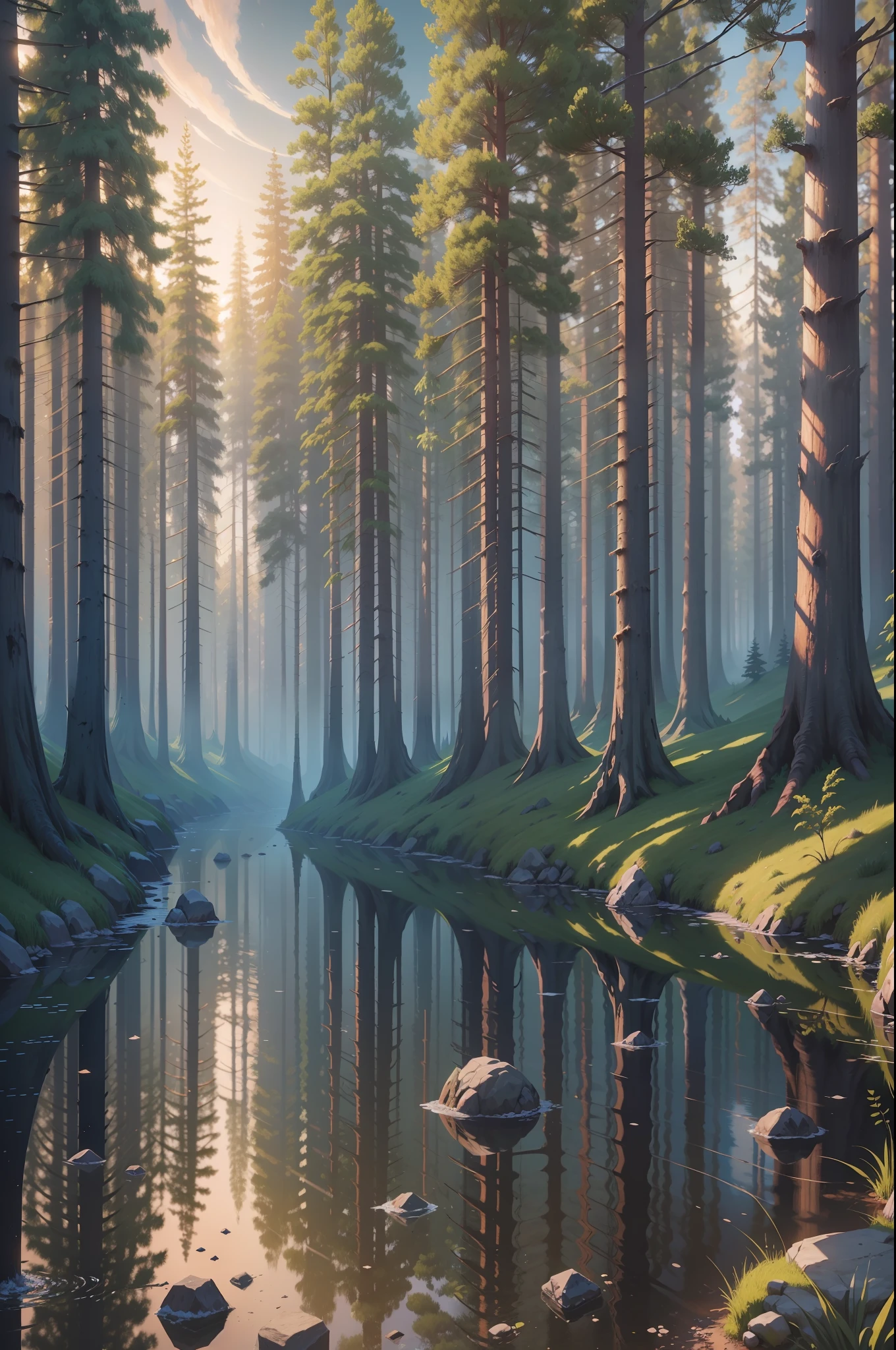 arte conceitual digital detalhada, arte conceitual ambiental, arte conceitual hiperdetalhada, Portal to another dimension of an ancient forest ,cores vivas, arte conceitual ambiental, arte conceitual pintura digital, arte de fantasia digital detalhada, Arte Ambiental, arte conceito surreal, arte ambiental e conceitual, concept art illustration, There is a forest with a fire in the distance, arte conceitual de jogo indie, arte conceitual para um videogame, arte de fundo, scenery game concept art, arte conceitual de jogo, arte conceitual estilizada, pintada como uma arte conceitual de jogo, arte de fundo, illustration concept art, conceito de jogo, digital concept art illustration, HD detail environment design illustration, hiper-detalhe, cinemactic, surrealismo, luz suave, Foco de Campo Profundo de Bokeh, distant views are snowy mountains, ray tracing e surrealismo.quebrar(Rim lighting): 1.2, tons quentes, reflexo do sol, sombras suaves, cores vibrantes, painterly effect, atmosfera sonhadora quebrar um lugar fantasioso ,estatuas de uma deusa , nuvens iluminadas pelo sol, Ambiente tranquilo, idyllic sunset, Ultra Detalhado, Arte Oficial, papel de parede 8k da unidade, Zentangle, mandala