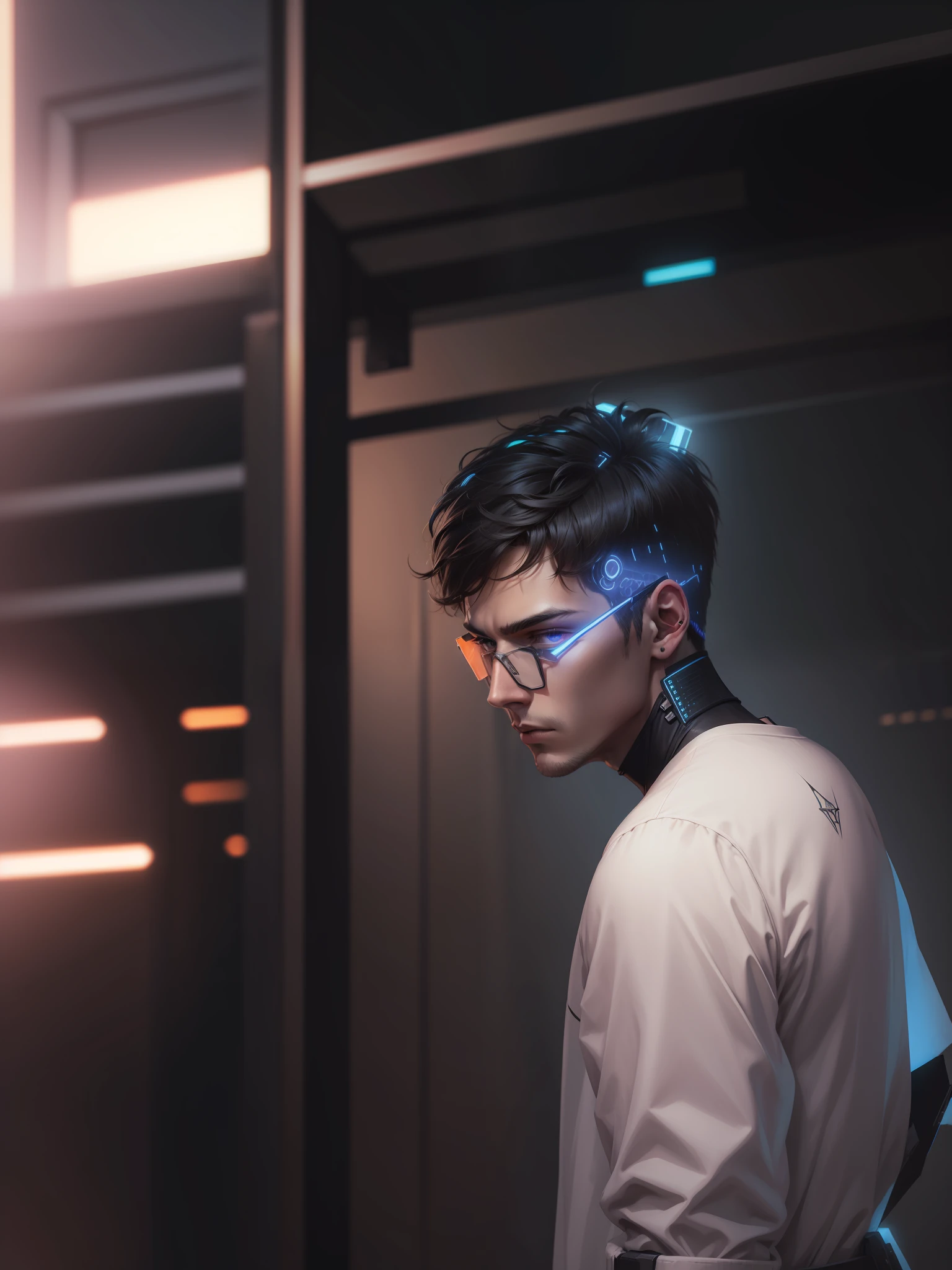 Change background cyberpunk handsome boy, realistic face, 8k, ultra realistic