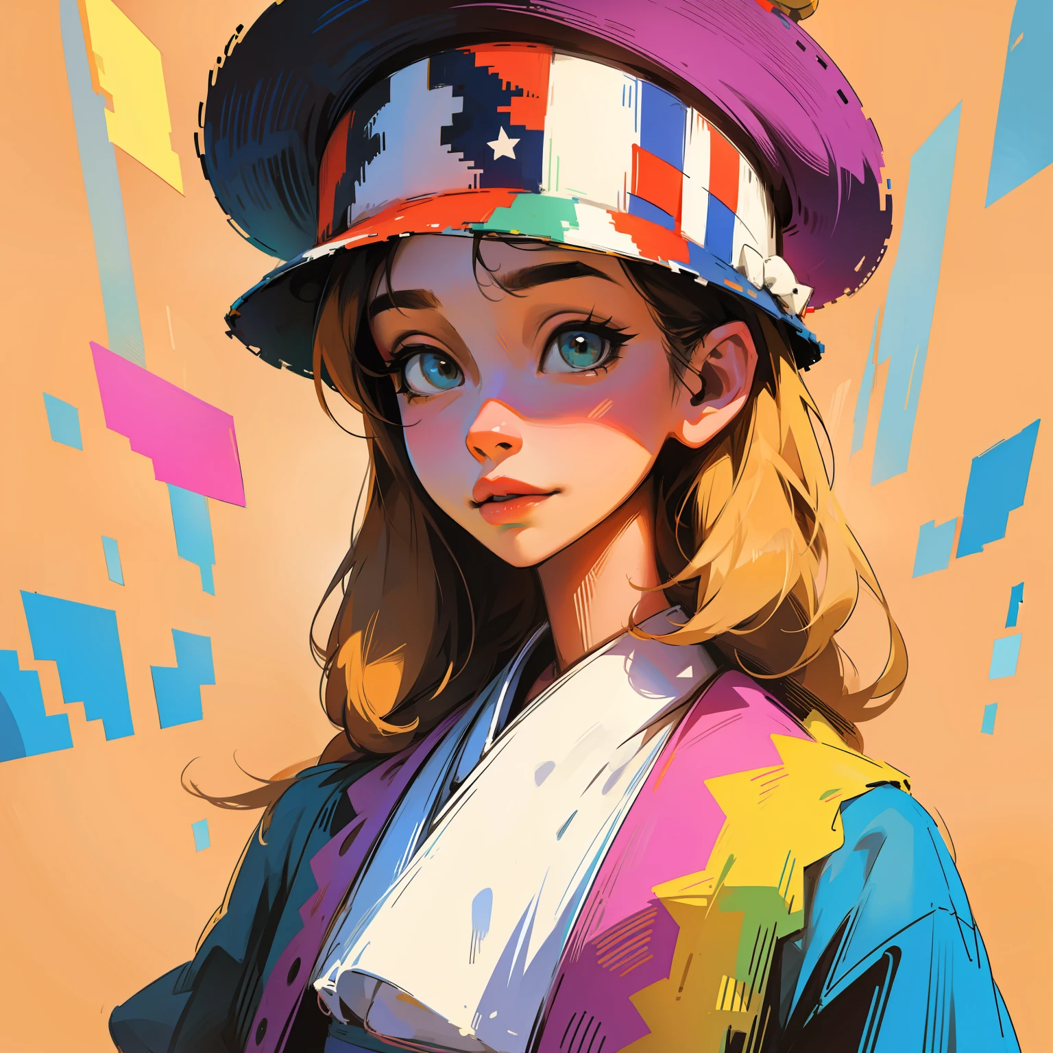 Pixel art、colourfull、Americana、Uncle、Hats、portraitures
