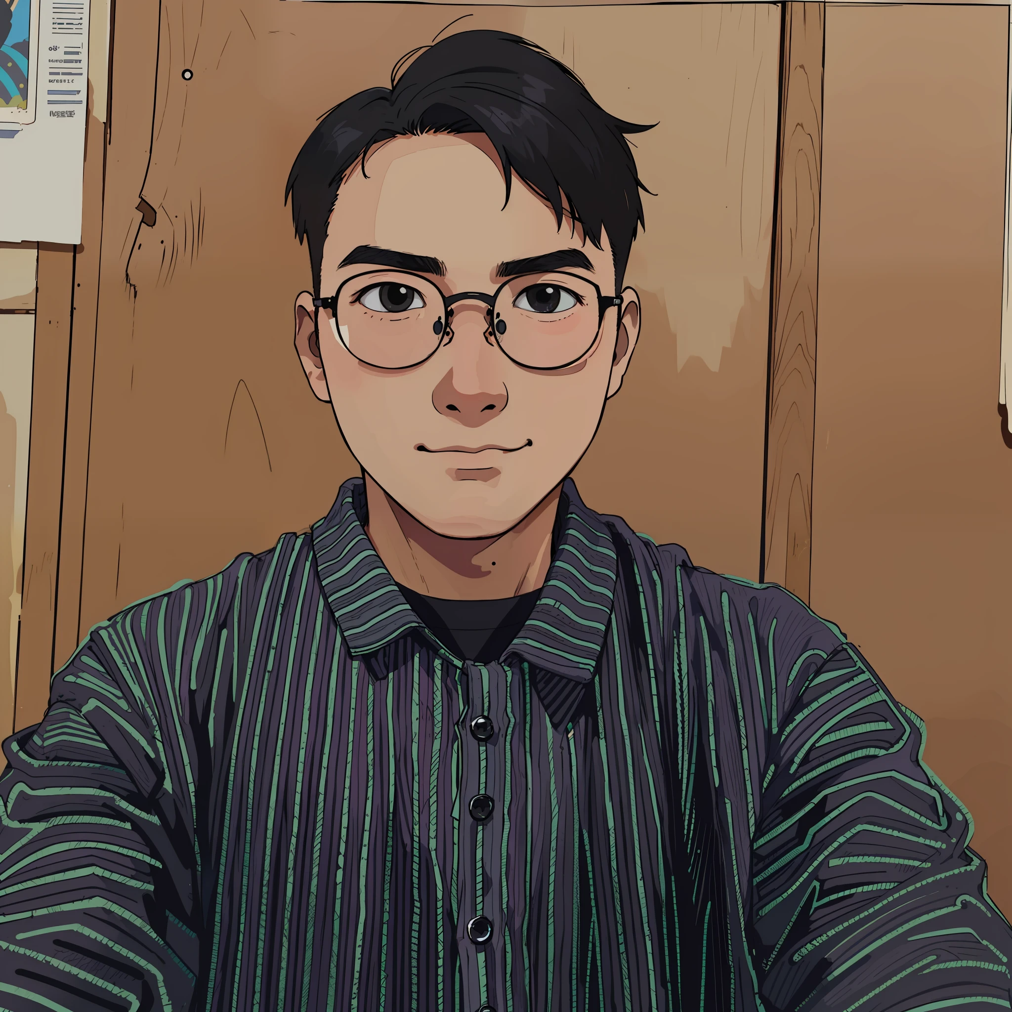 cartoon boy, childrens art in artstation, cute detailed digital art, cute art style, cute detailed artwork, adorable digital painting, cute digital art, a beautiful artwork illustration, 1boy, solo, photography, portrait of young man, detail, (young asian man posing for a picture, professional profile photo), round black glasses, masterpiece, high quality best quality, close up, 1boy, solo, portrait, looking at viewer, black eyes, focus on boy, best quality, closed mouth, upper body, character