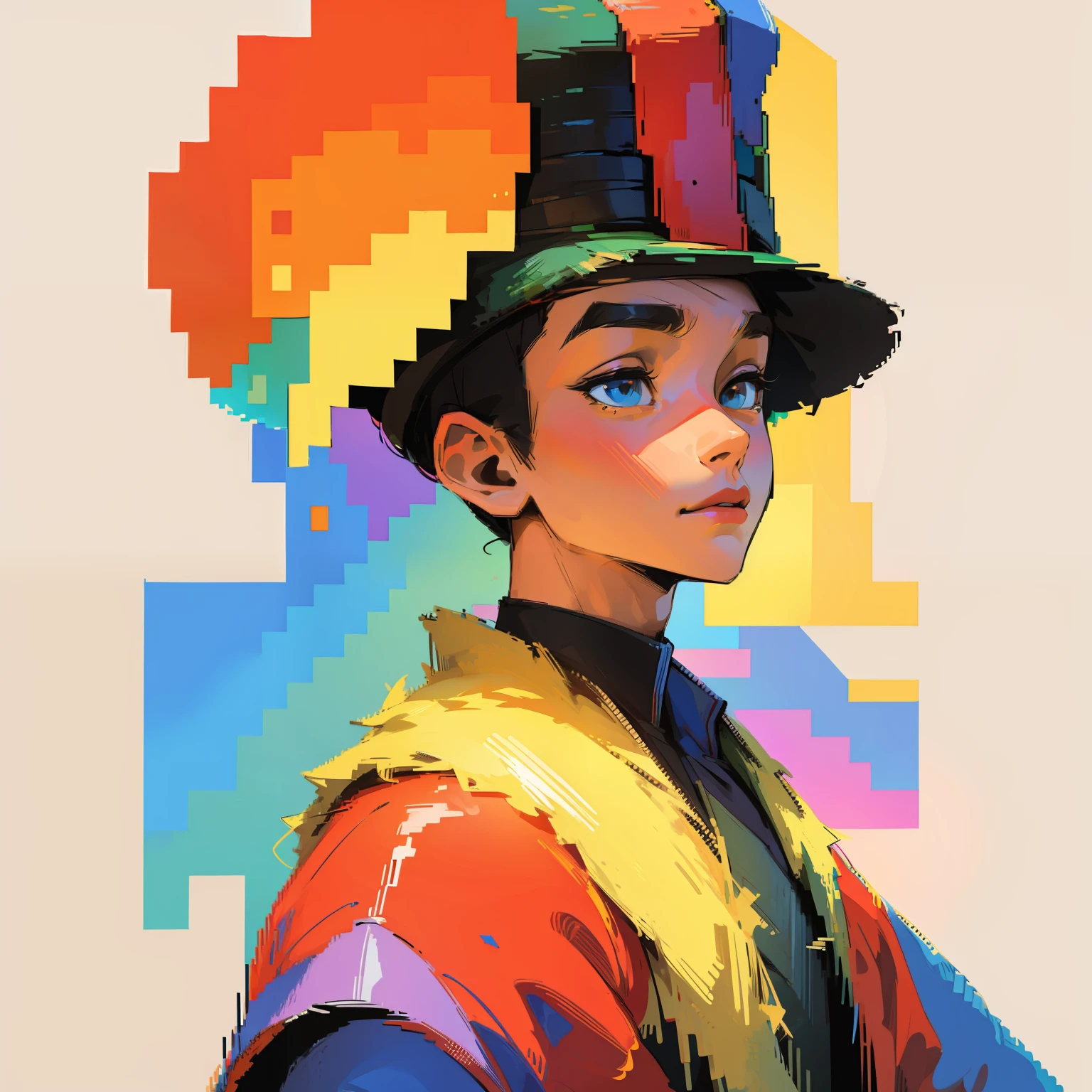 Pixel art、colourfull、Americana、male people、Hats、portraitures