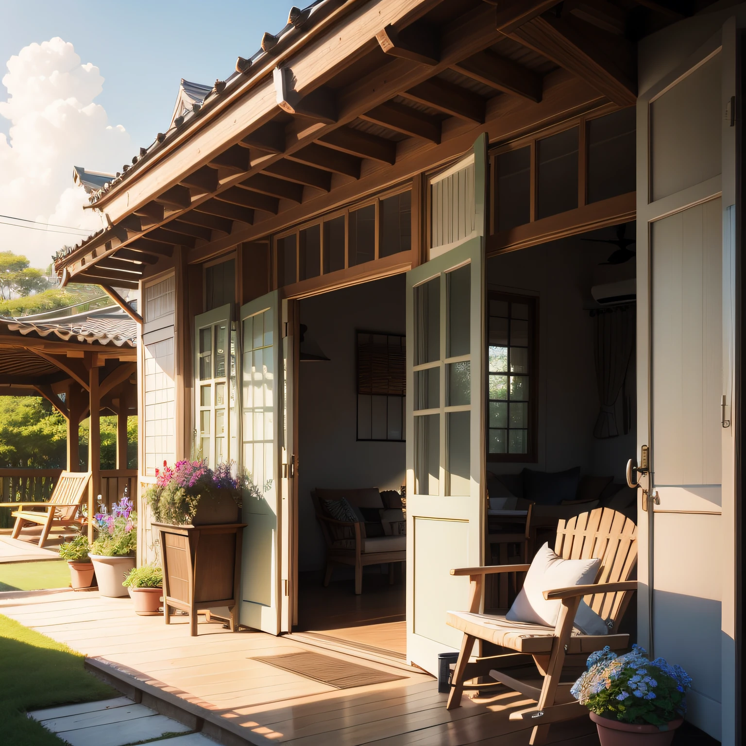 Daytime veranda in summer
