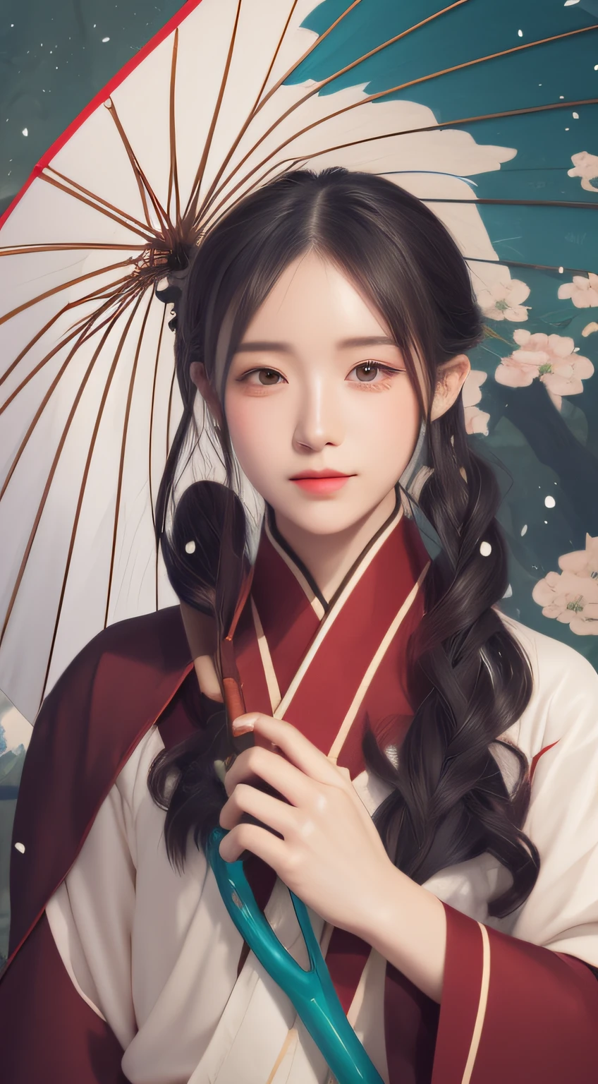 Close-up of a man holding an umbrella near a bird, Onmyoji detailed art, onmyoji, Guviz-style artwork, Guviz, pixiv contest winner, Japanese art style, Amaterasu, traditional japanese concept art, Digital art on Pixiv, Palace ， A girl in Hanfu, White Hanfu, anime illustration