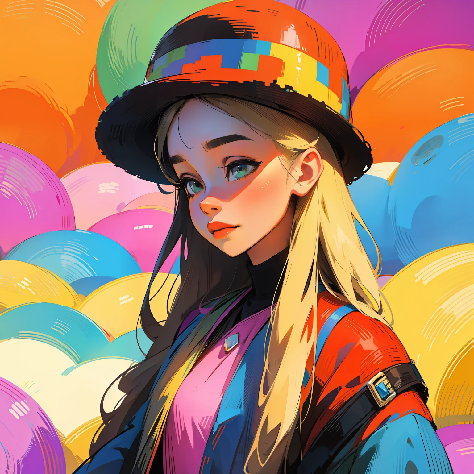 Pixel art、colourfull、Americana、Hats、portraitures --auto